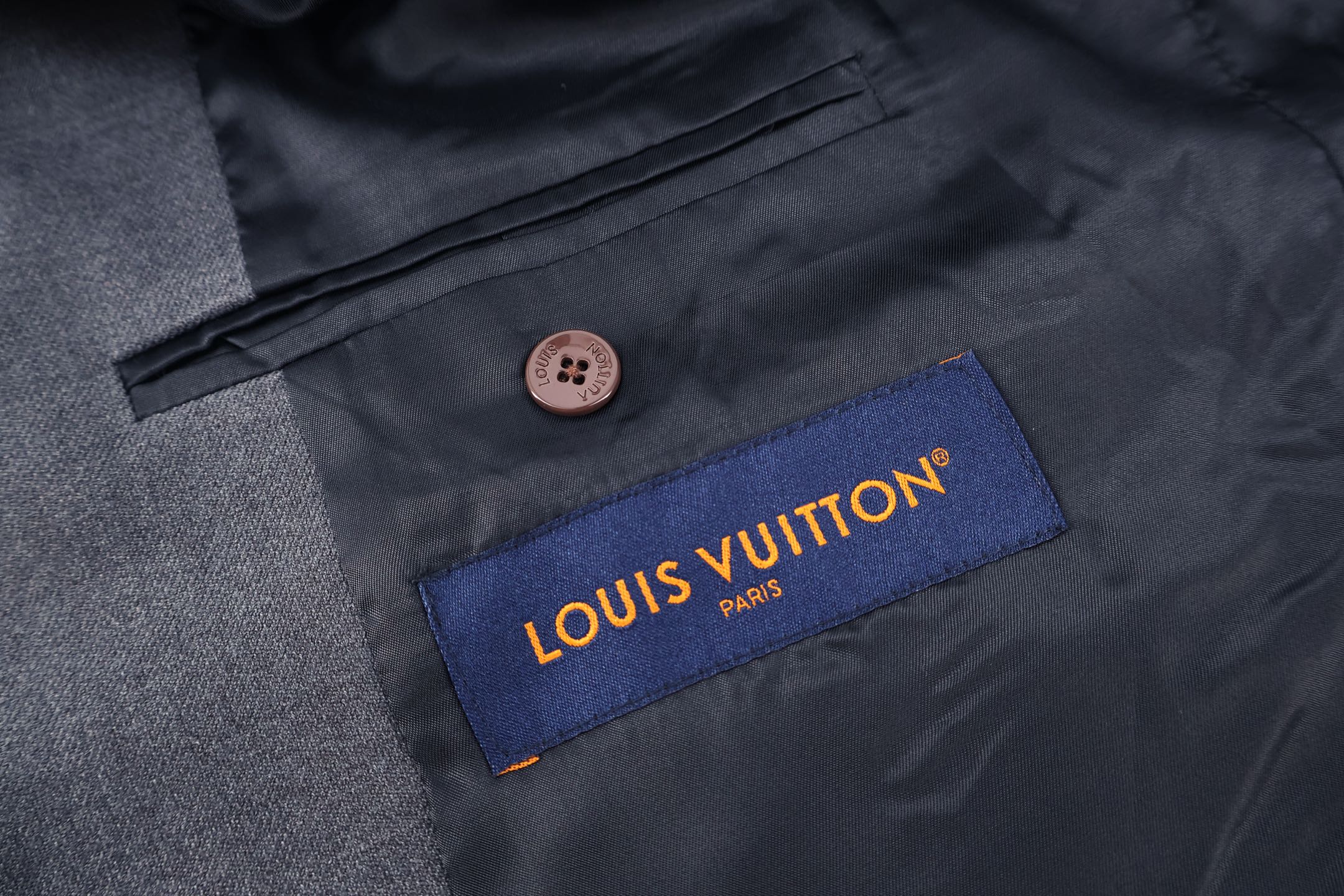LOUIS VUITTON 路易威登 珍珠花链条西装外套 夹克 长袖 灰色 C0 