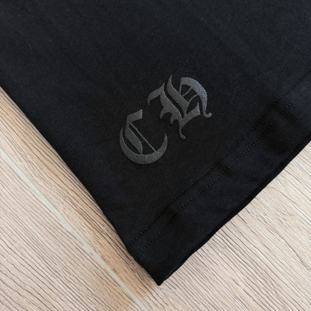 Chrome Hearts CH 克罗心 后背黄色荧光梵文圆领短袖 T恤 白色 黑色 A0