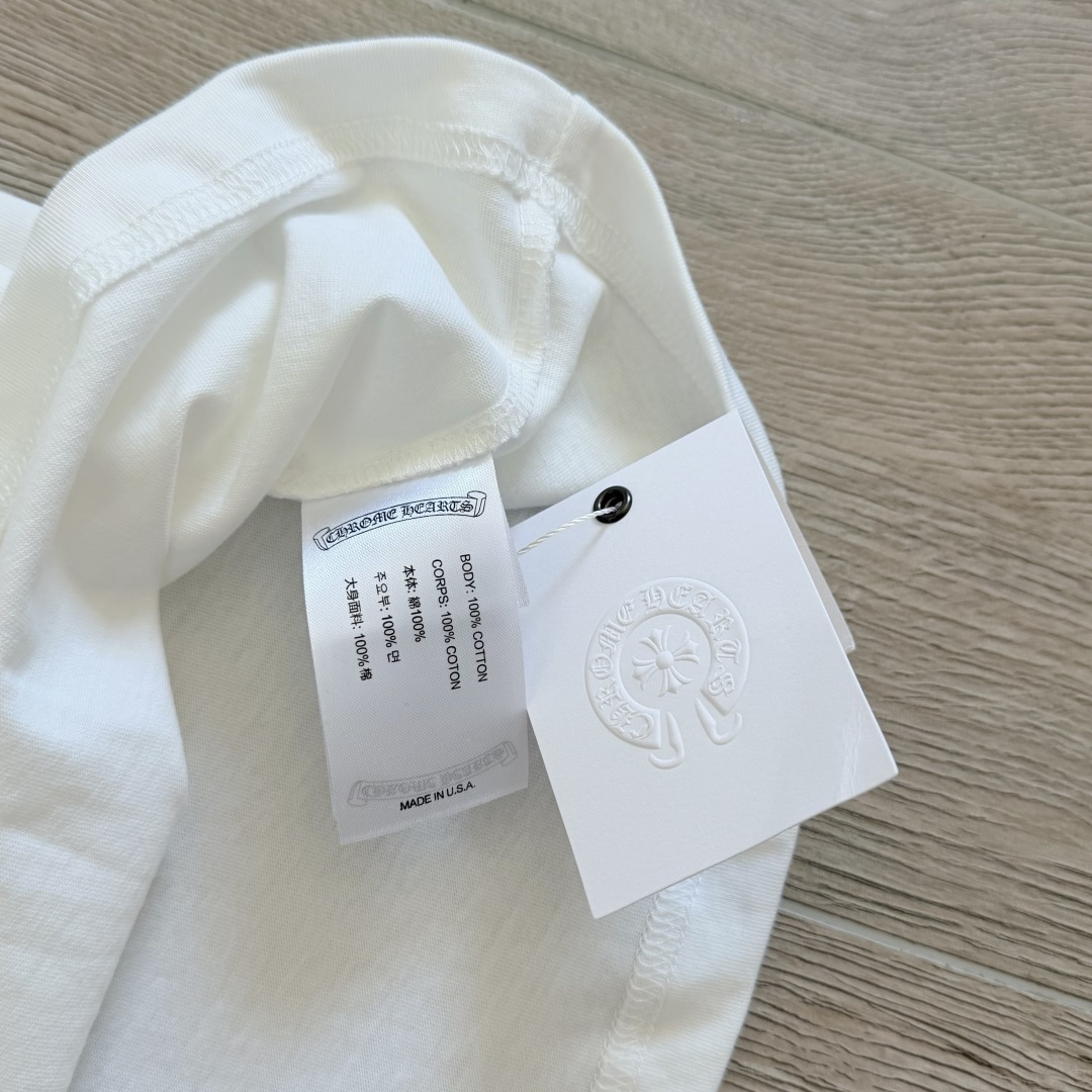 Chrome Hearts CH 克罗心 后背黄色荧光梵文圆领短袖 T恤 白色 黑色 A0