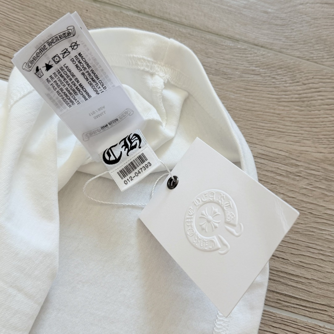 Chrome Hearts CH 克罗心 后背黄色荧光梵文圆领短袖 T恤 白色 黑色 A0