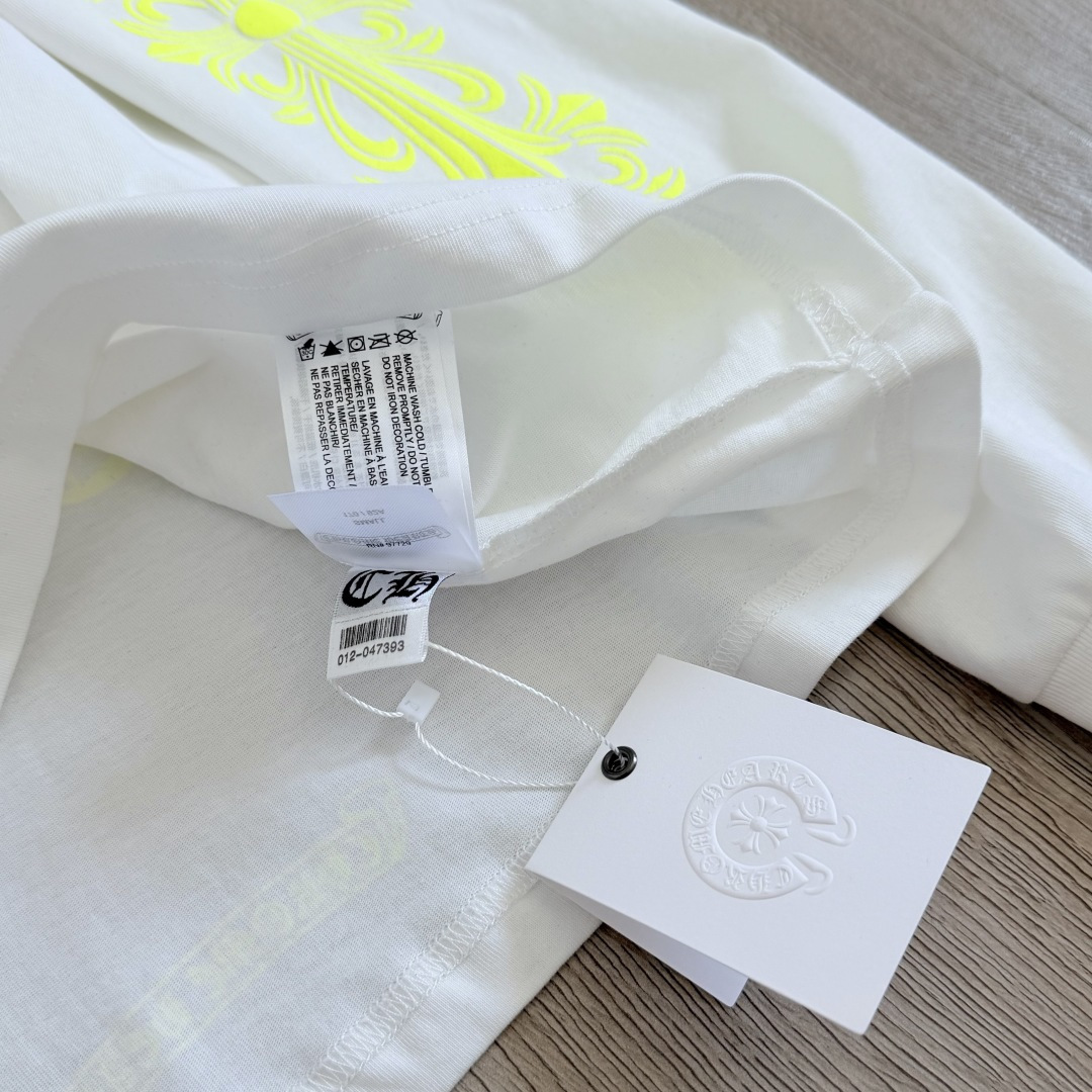 Chrome Hearts CH克罗心 后背黄色荧光梵文圆领T恤 打底衫 长袖 白色 黑色