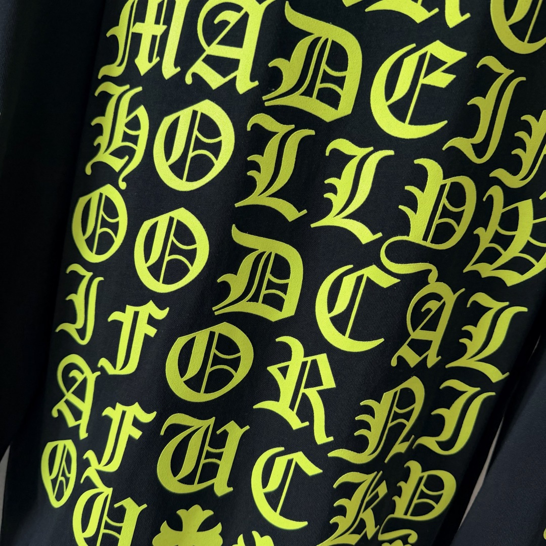 Chrome Hearts CH克罗心 后背黄色荧光梵文圆领T恤 打底衫 长袖 白色 黑色