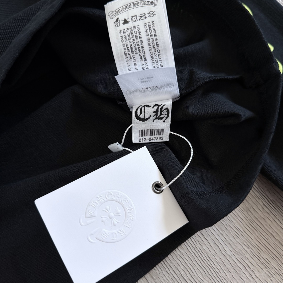 Chrome Hearts CH克罗心 后背黄色荧光梵文圆领T恤 打底衫 长袖 白色 黑色