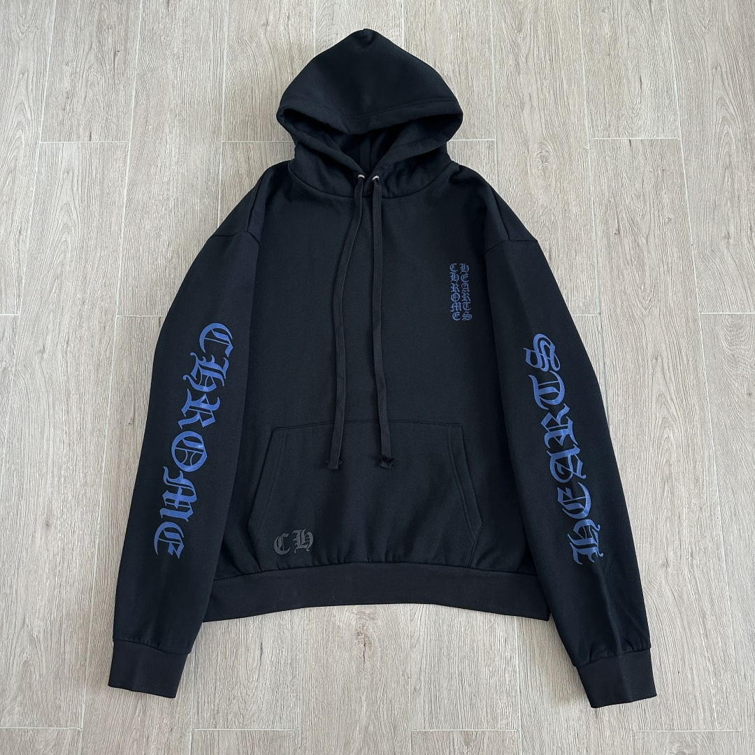 Chrome Hearts 克罗心 蓝色梵文套头连帽卫衣 帽衫 外套 黑色 A5 