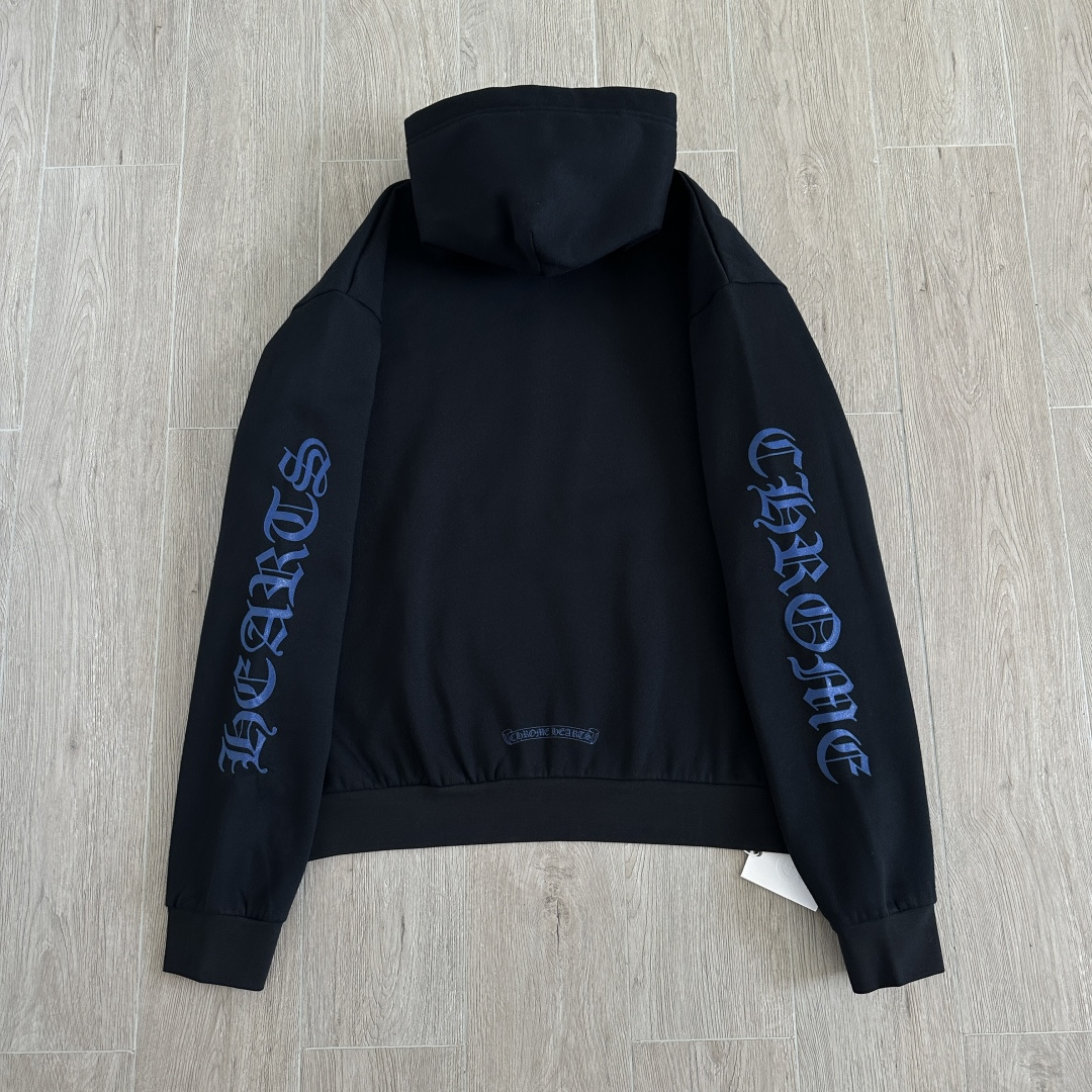 Chrome Hearts 克罗心 蓝色梵文套头连帽卫衣 帽衫 外套 黑色 A5 