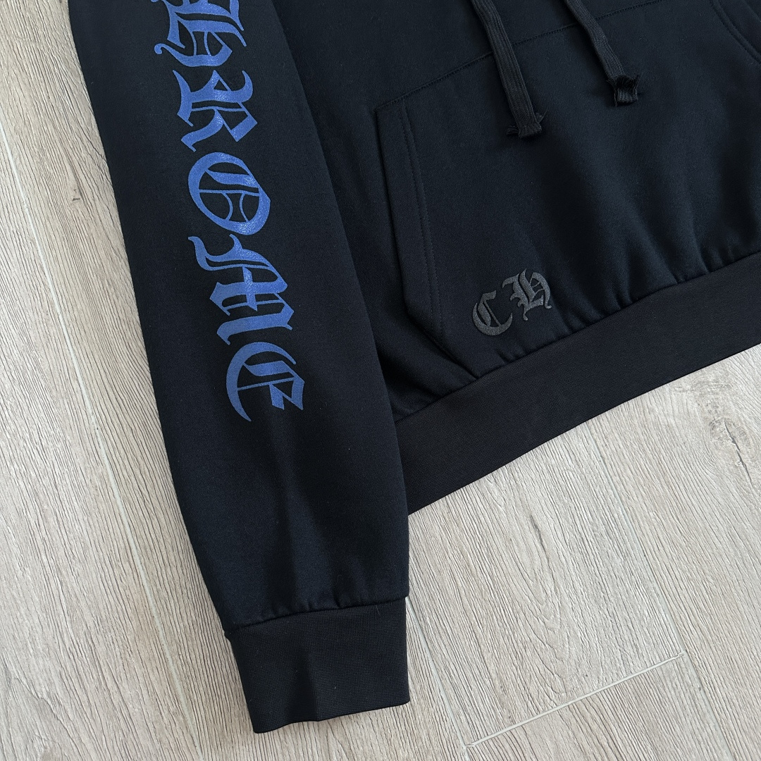 Chrome Hearts 克罗心 蓝色梵文套头连帽卫衣 帽衫 外套 黑色 A5 