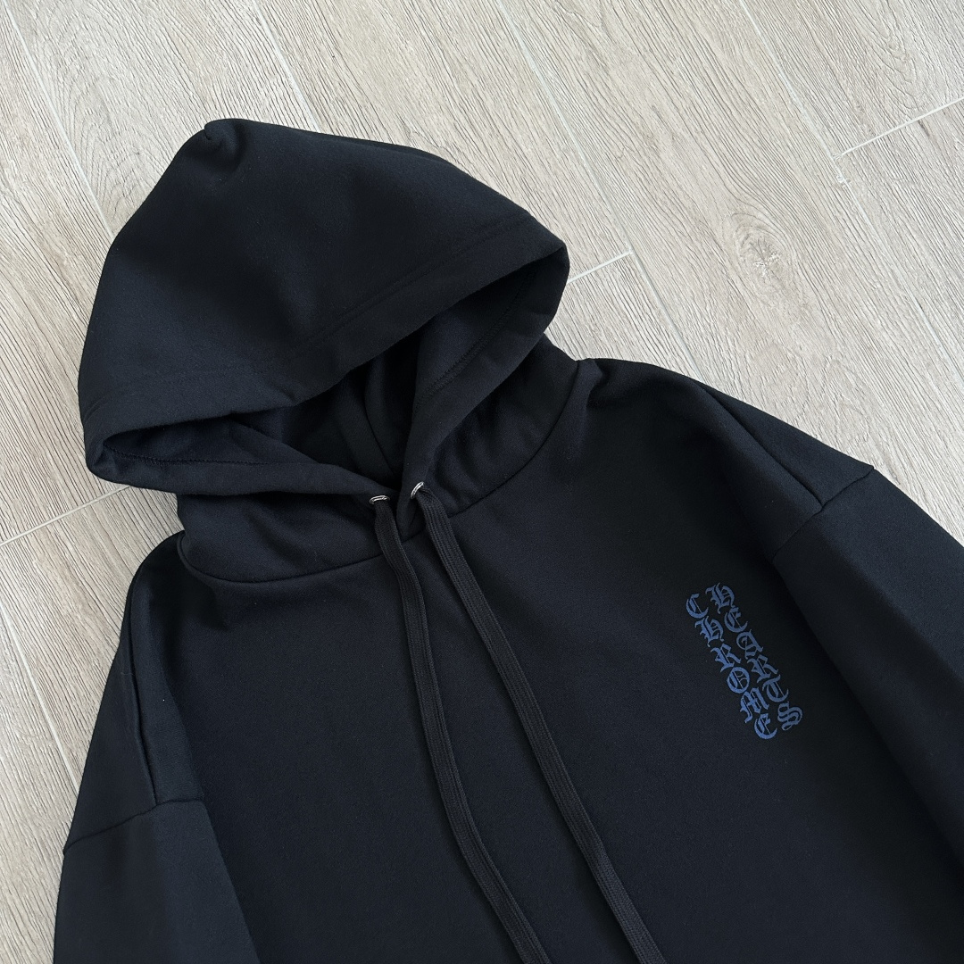 Chrome Hearts 克罗心 蓝色梵文套头连帽卫衣 帽衫 外套 黑色 A5 