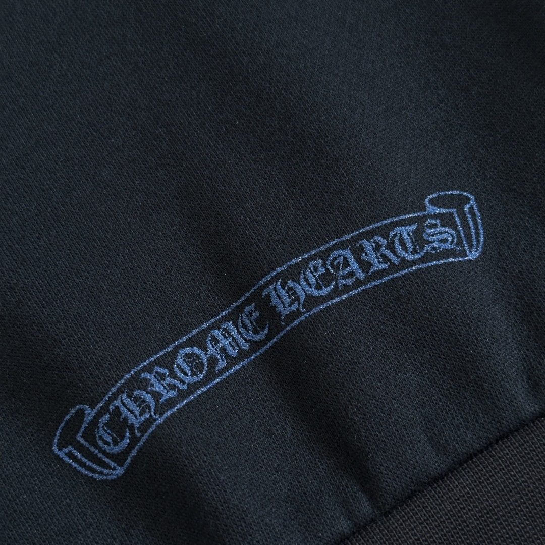 Chrome Hearts 克罗心 蓝色梵文套头连帽卫衣 帽衫 外套 黑色 A5 