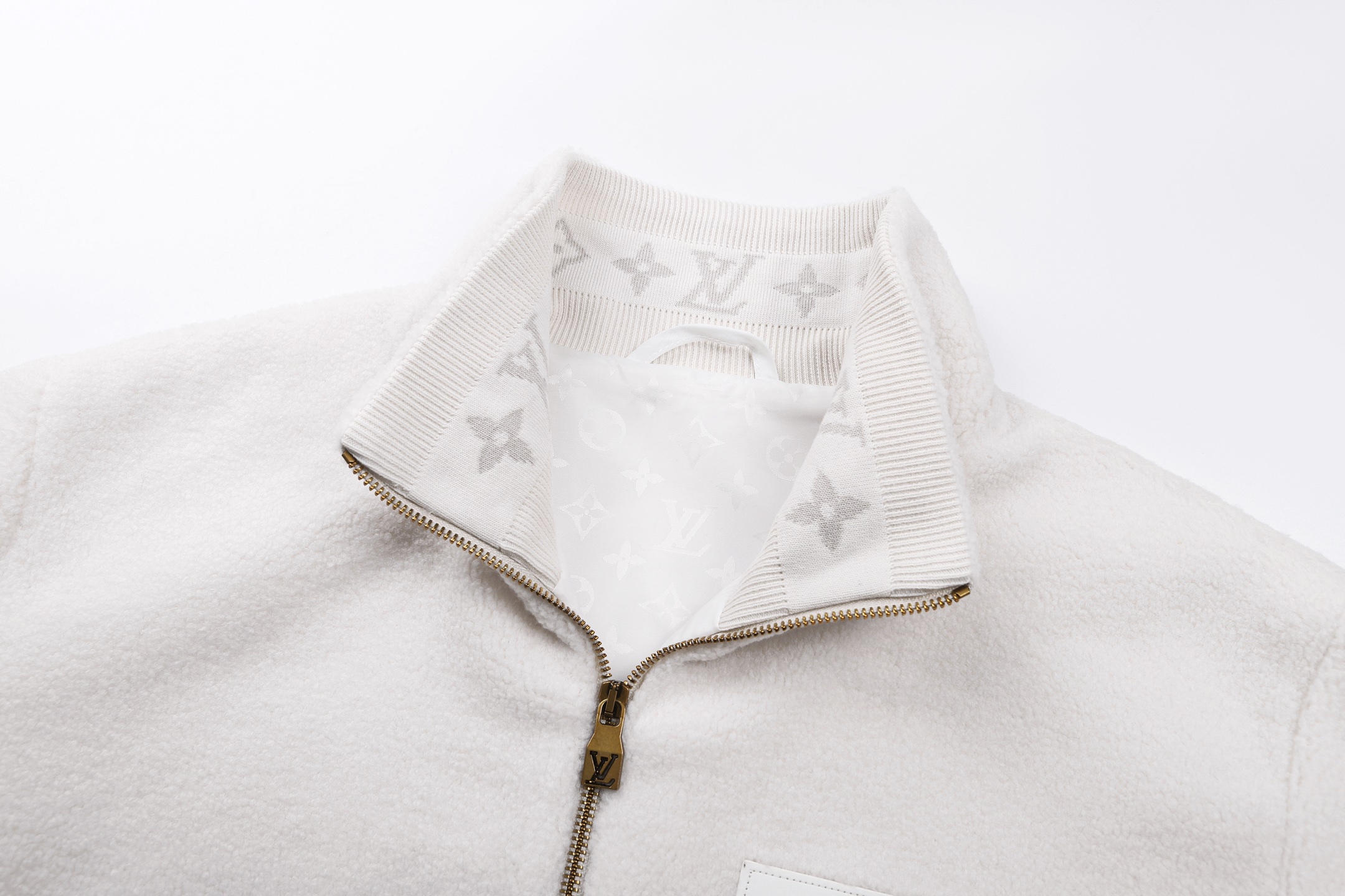 LOUIS VUITTON 路易威登 LV 绒面皮牌泰迪拉链立领外套 夹克 秋冬 棕色 白色 黑色 C0
