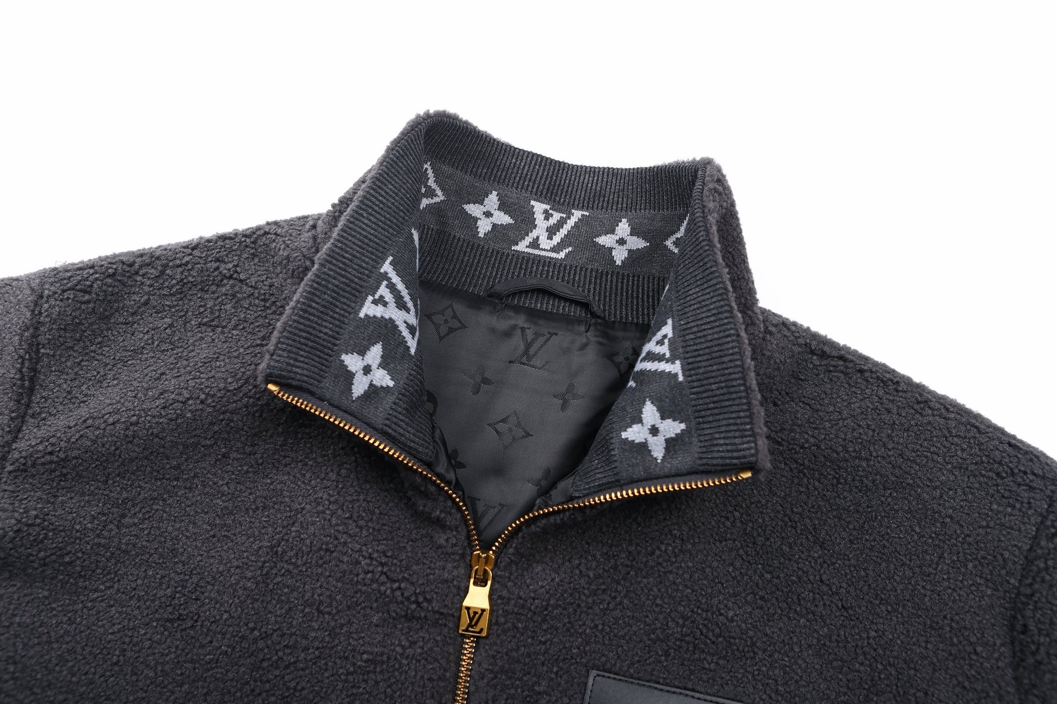 LOUIS VUITTON 路易威登 LV 绒面皮牌泰迪拉链立领外套 夹克 秋冬 棕色 白色 黑色 C0