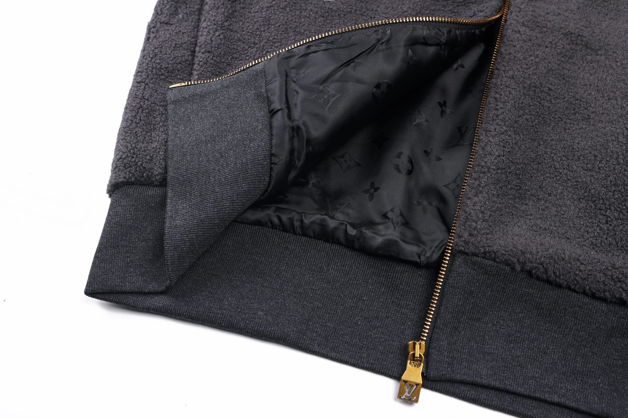 LOUIS VUITTON 路易威登 LV 绒面皮牌泰迪拉链立领外套 夹克 秋冬 棕色 白色 黑色 C0
