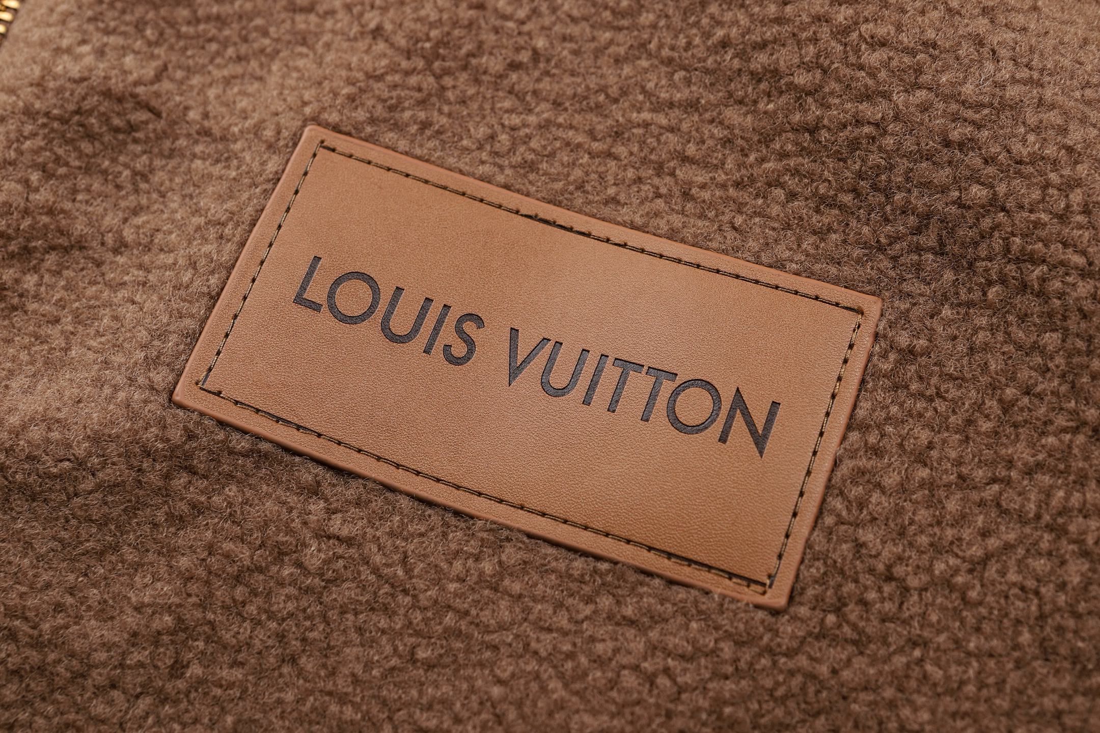 LOUIS VUITTON 路易威登 LV 绒面皮牌泰迪拉链立领外套 夹克 秋冬 棕色 白色 黑色 C0