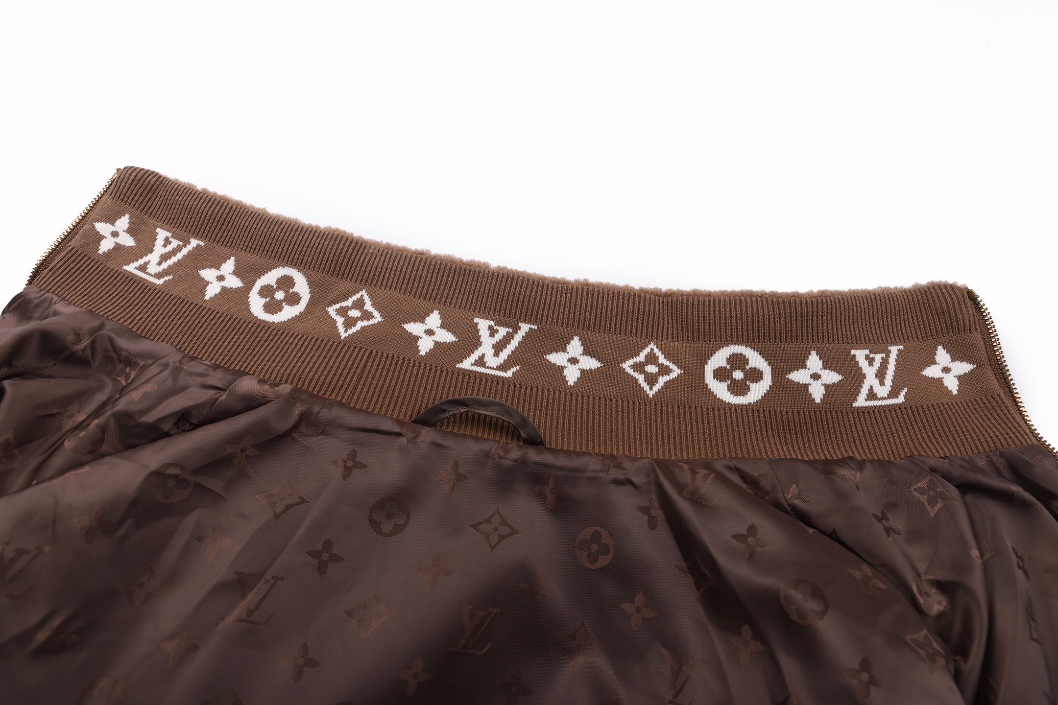 LOUIS VUITTON 路易威登 LV 绒面皮牌泰迪拉链立领外套 夹克 秋冬 棕色 白色 黑色 C0