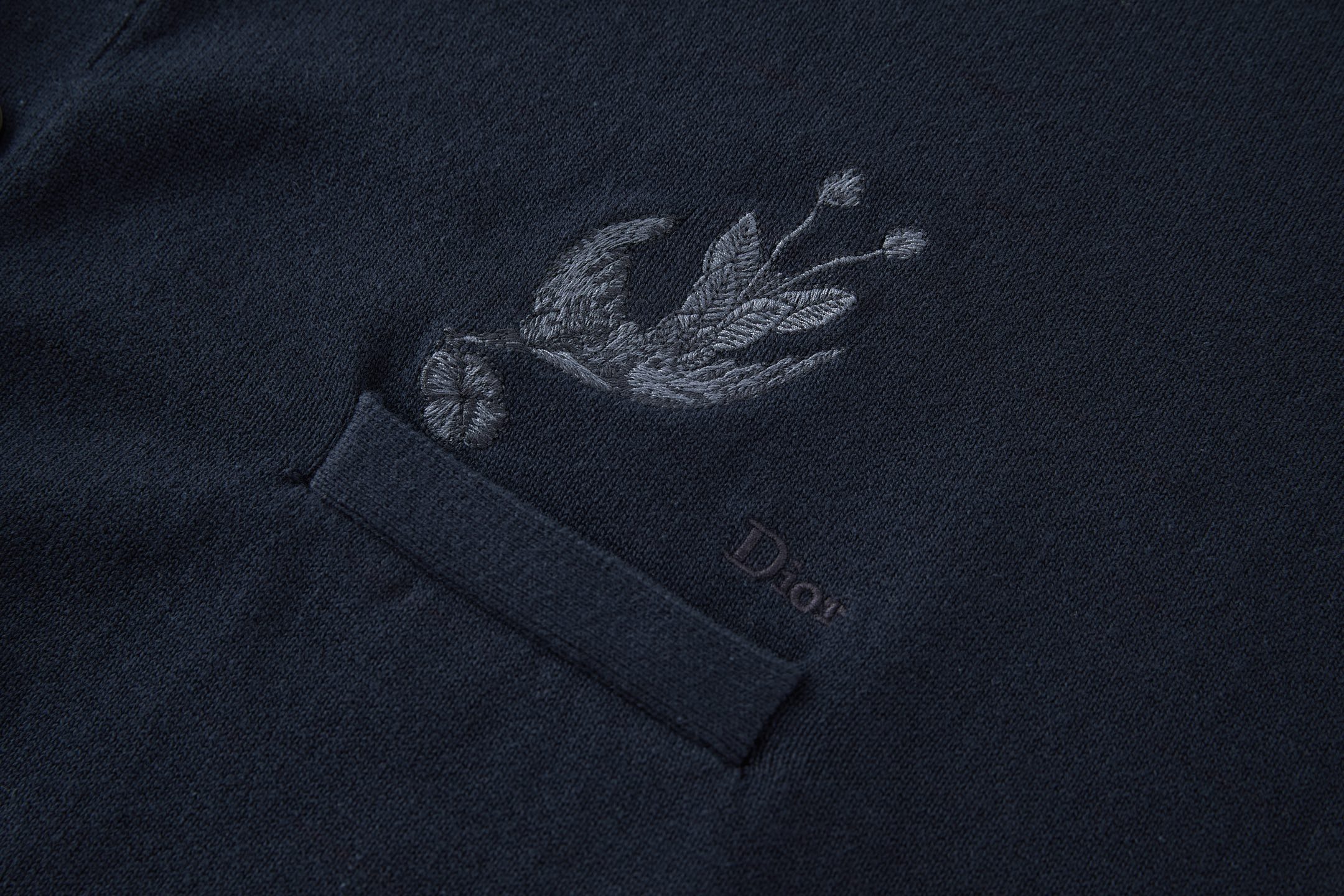 DIOR 迪奥 刺绣蜂鸟标识针织开衫 针织衫 毛衣 秋冬 外套 长袖 藏蓝色 B0 