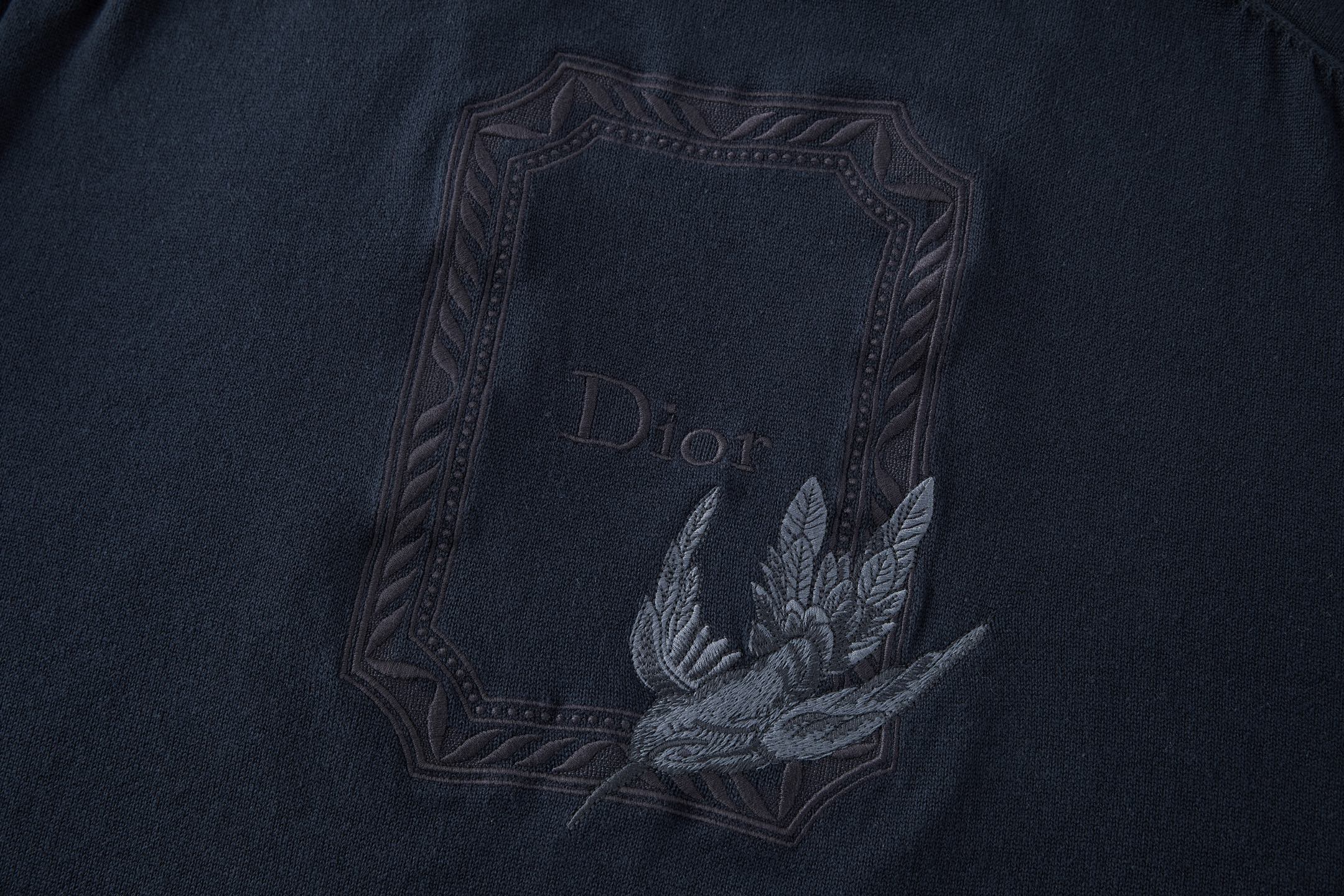 DIOR 迪奥 刺绣蜂鸟标识针织开衫 针织衫 毛衣 秋冬 外套 长袖 藏蓝色 B0 