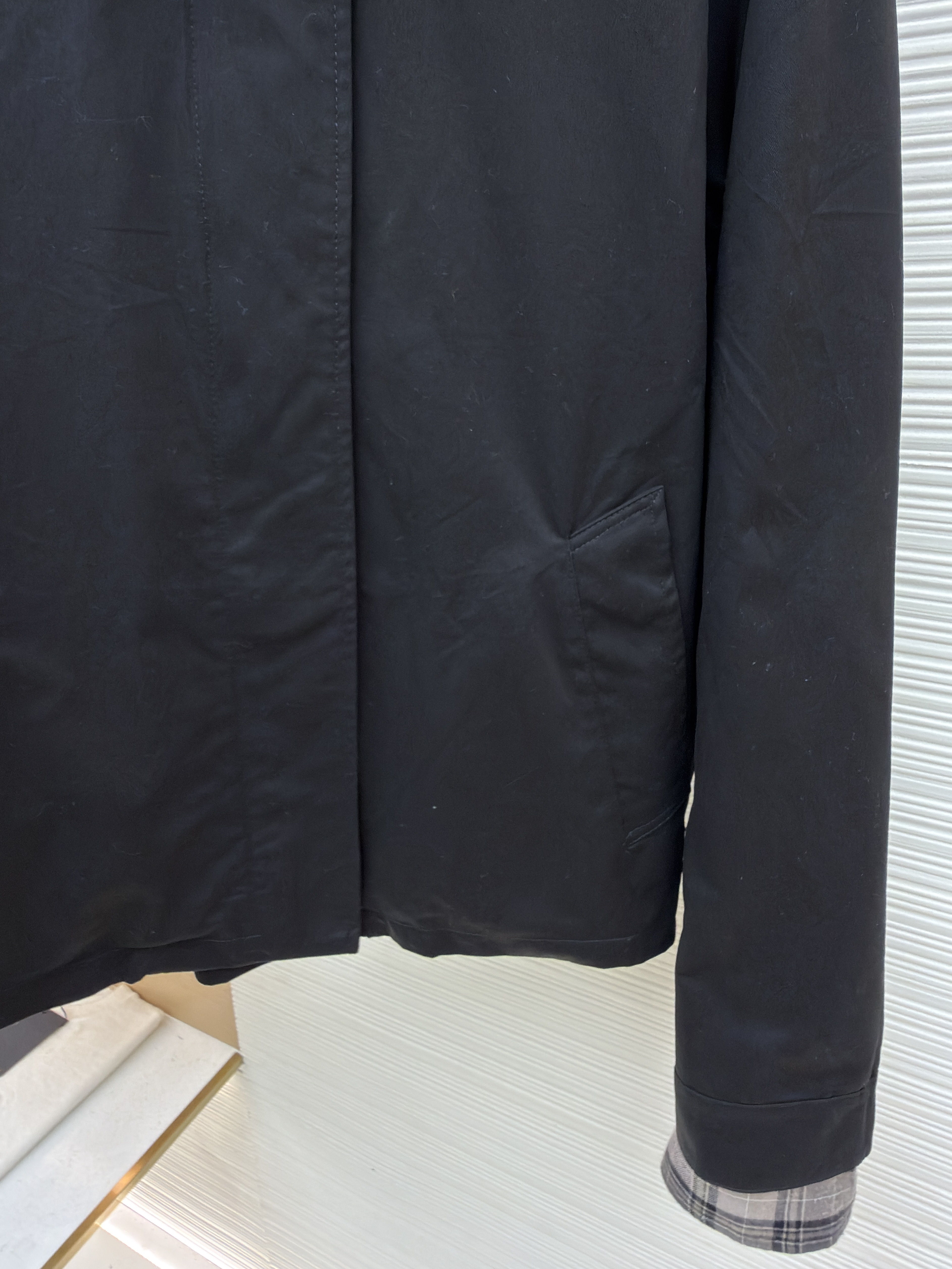 Acne Studios 黑格纹领假两件短款翻领拉链夹克 外套 女款 秋冬 长袖 黑色 C0