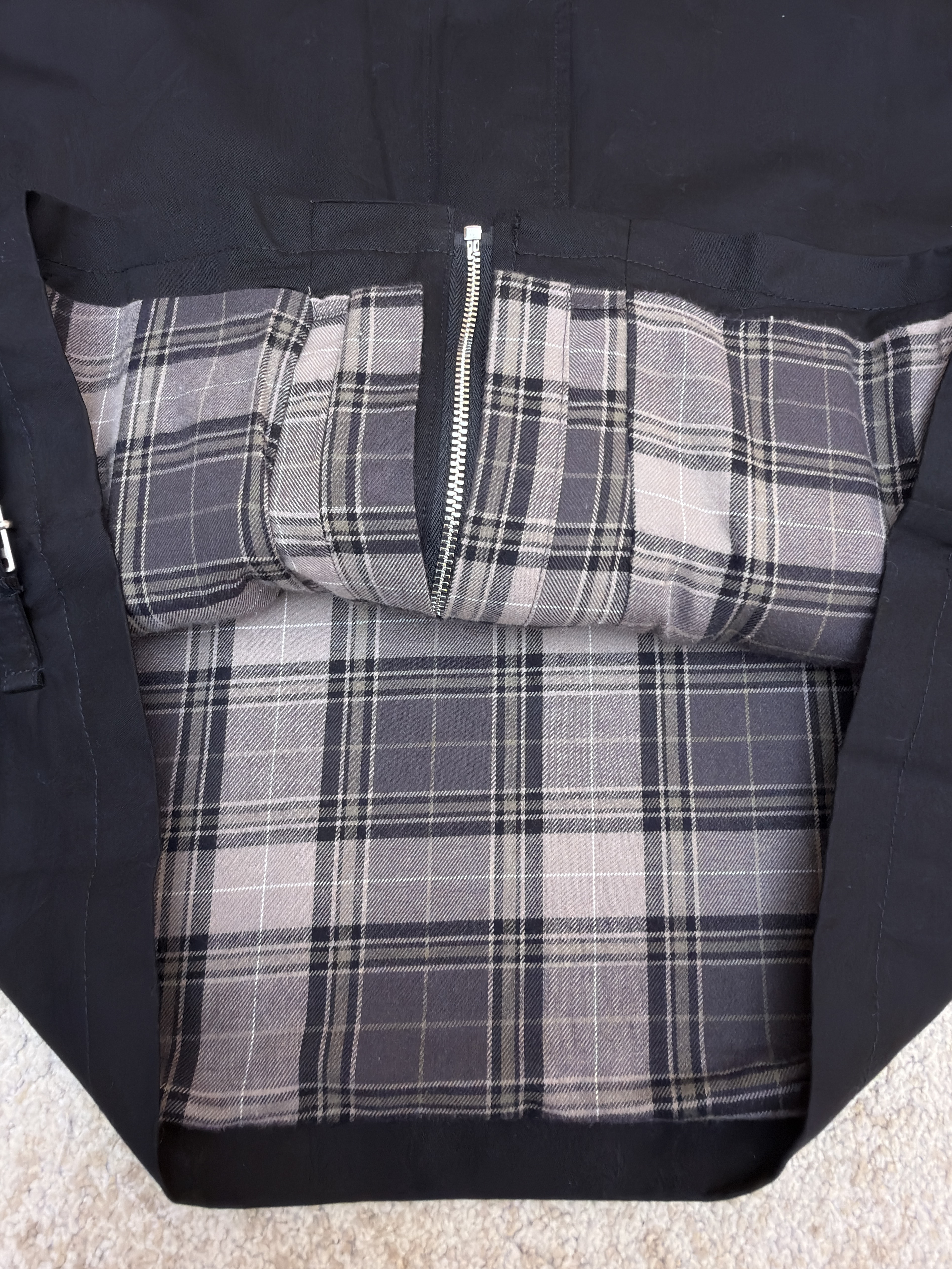 Acne Studios 黑格纹领假两件短款翻领拉链夹克 外套 女款 秋冬 长袖 黑色 C0