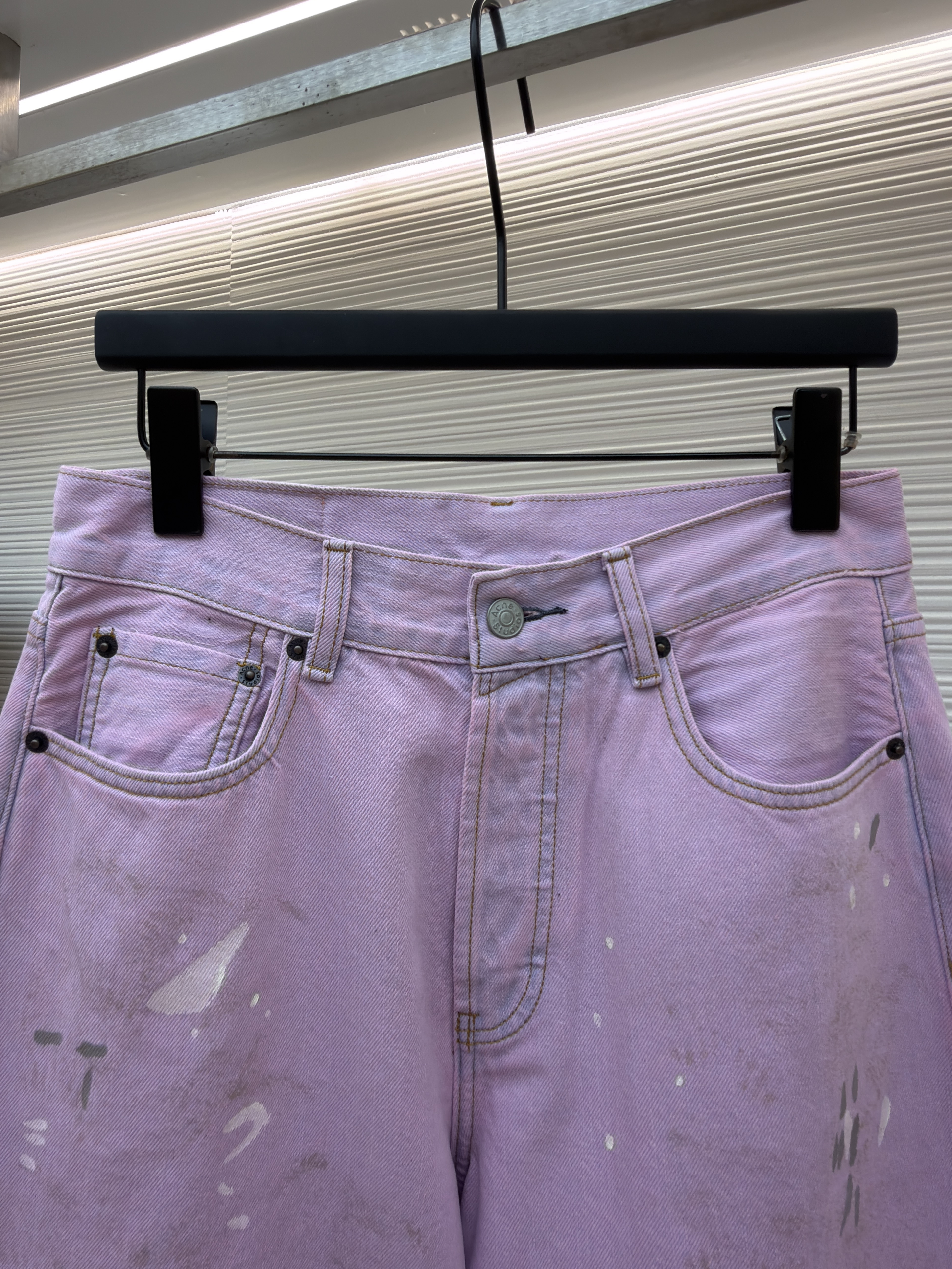 Acne Studios 水洗泼墨牛仔裤 长裤 裤子 粉色 B0