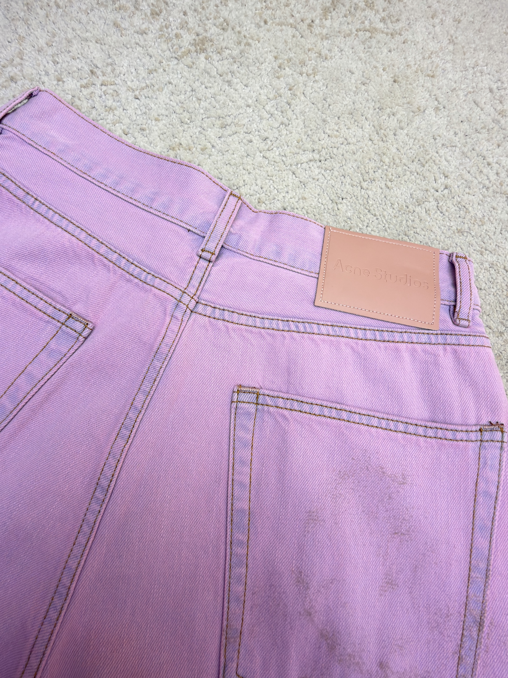 Acne Studios 水洗泼墨牛仔裤 长裤 裤子 粉色 B0