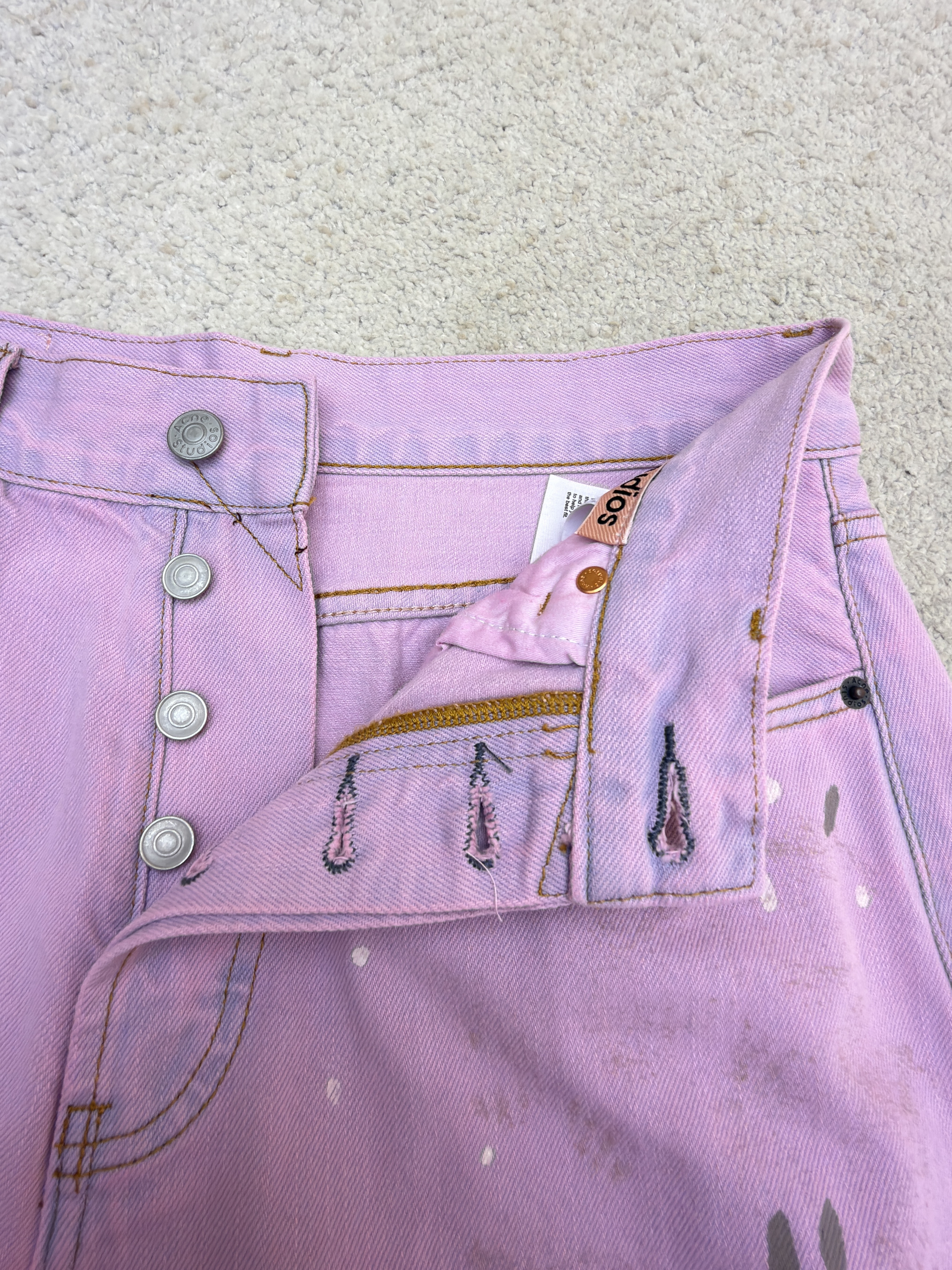 Acne Studios 水洗泼墨牛仔裤 长裤 裤子 粉色 B0