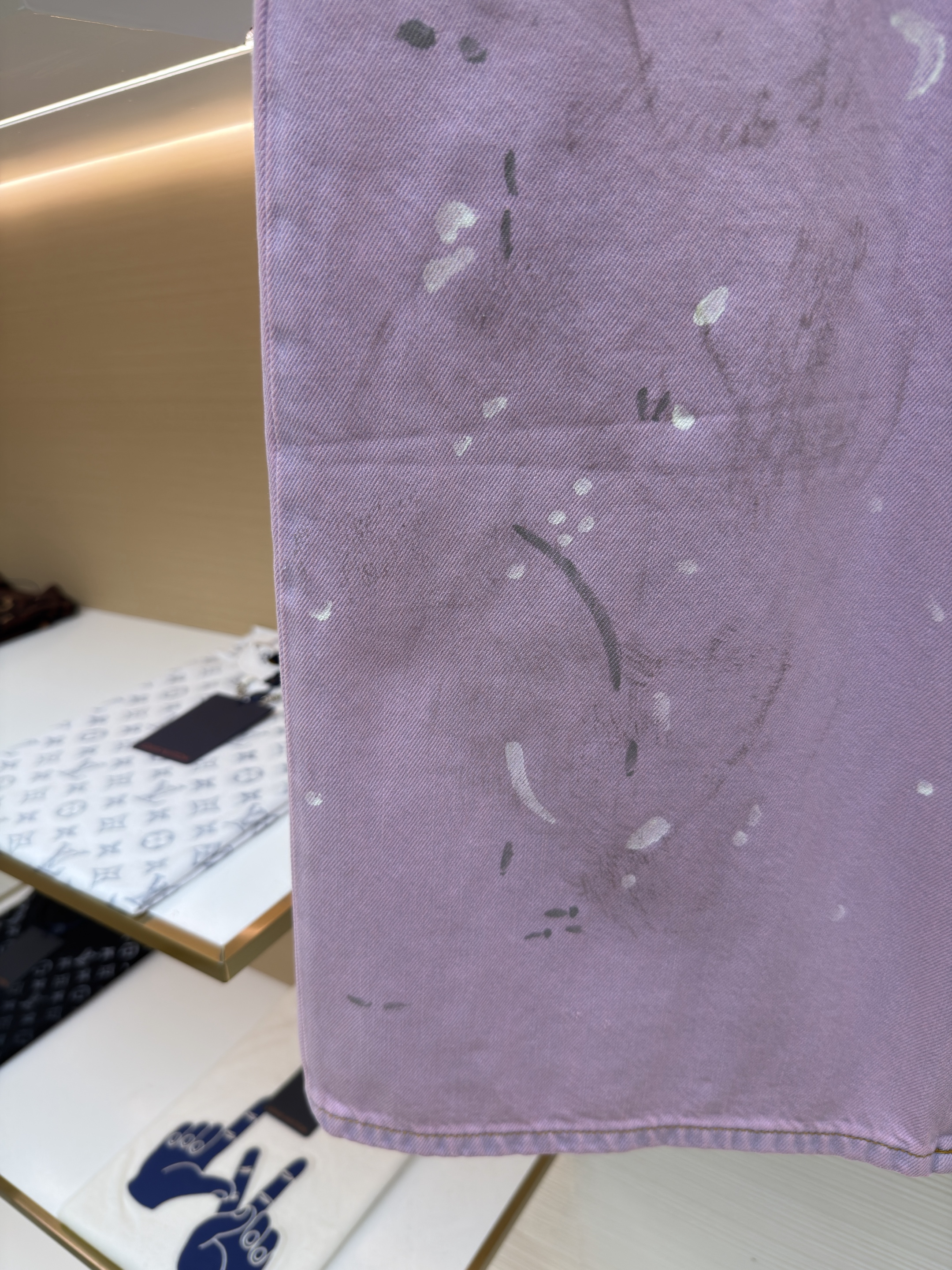 Acne Studios 水洗泼墨牛仔短裤 牛仔裤 裤子 七分裤 粉色 B0 