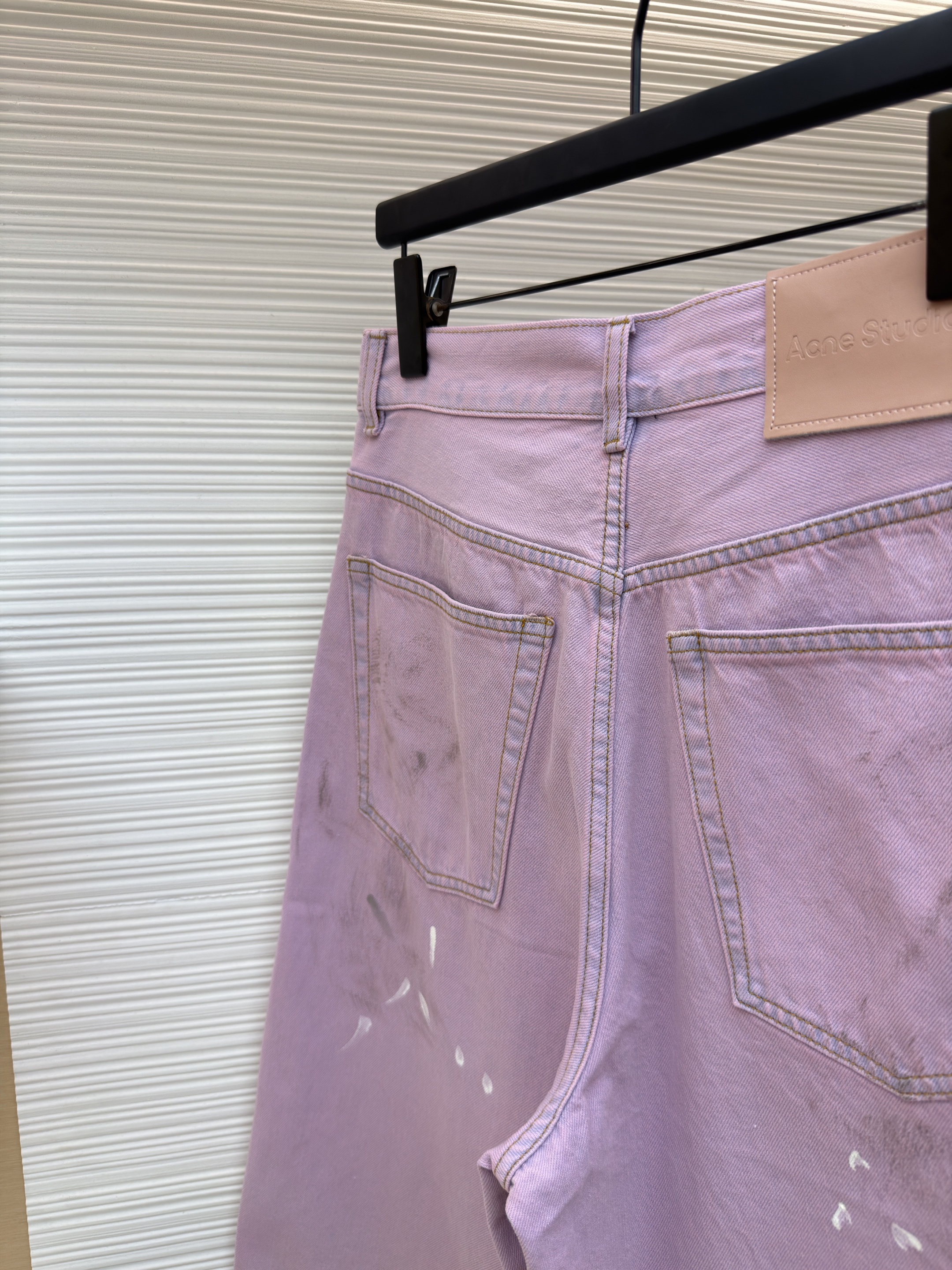 Acne Studios 水洗泼墨牛仔短裤 牛仔裤 裤子 七分裤 粉色 B0 