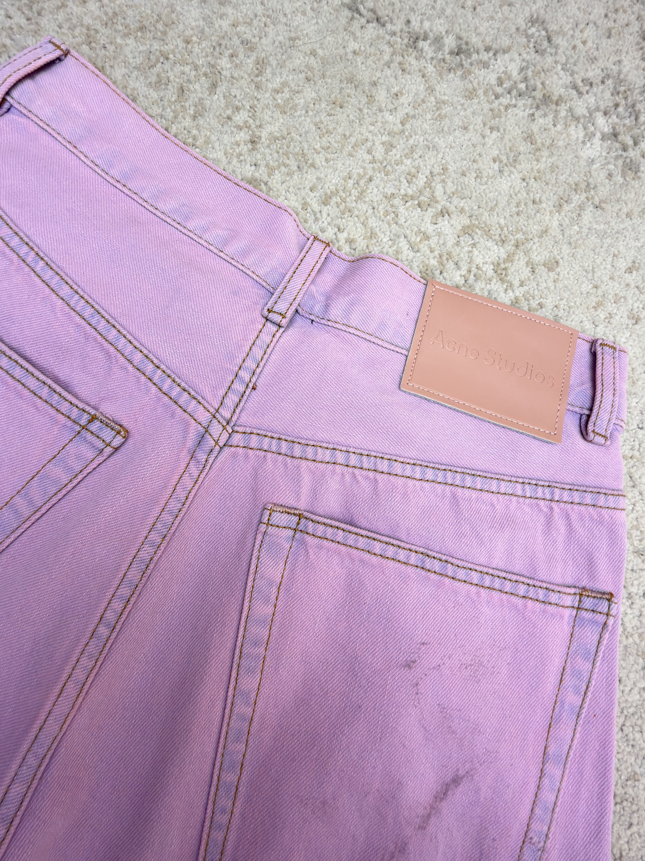 Acne Studios 水洗泼墨牛仔短裤 牛仔裤 裤子 七分裤 粉色 B0 