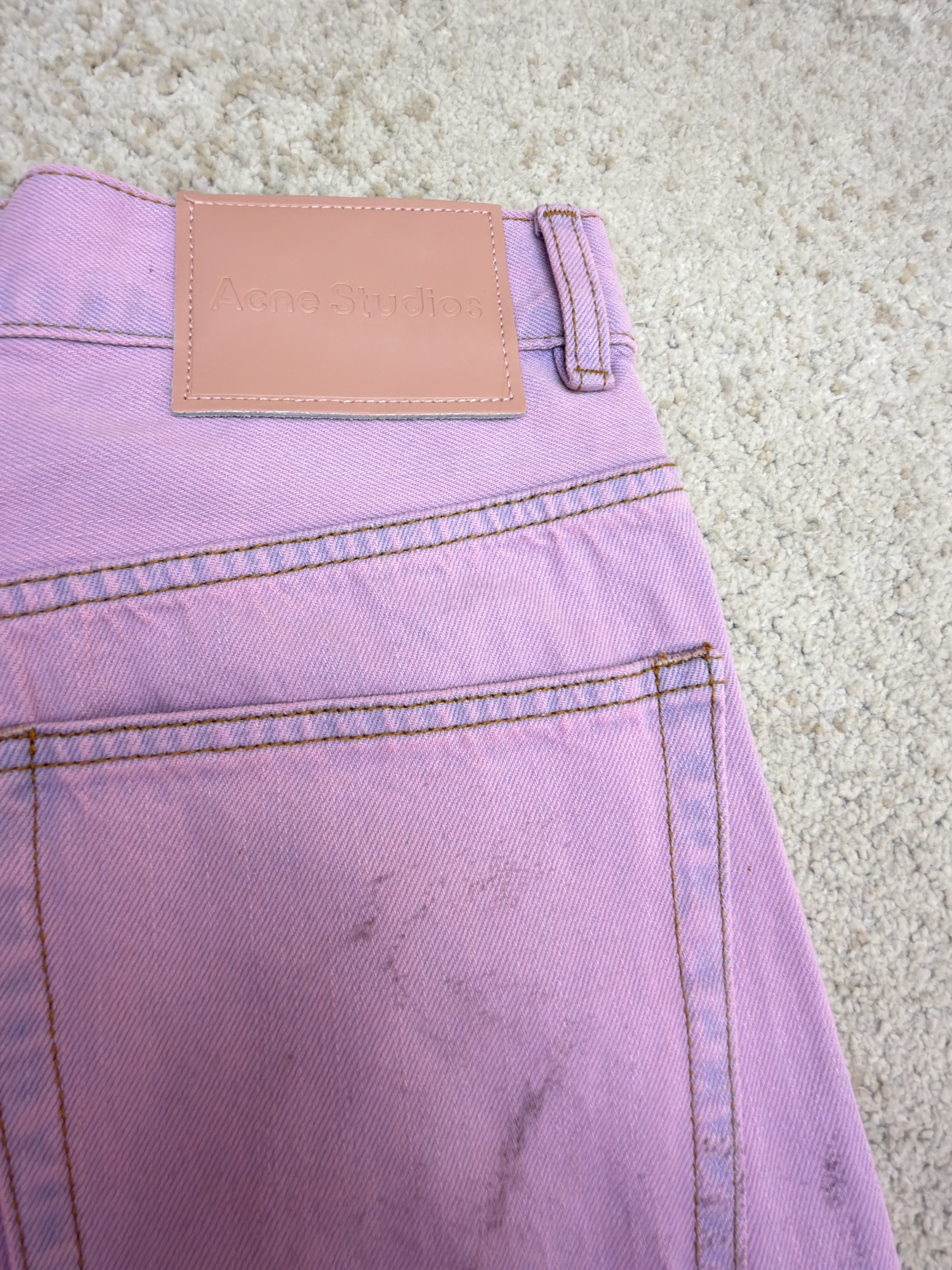 Acne Studios 水洗泼墨牛仔短裤 牛仔裤 裤子 七分裤 粉色 B0 