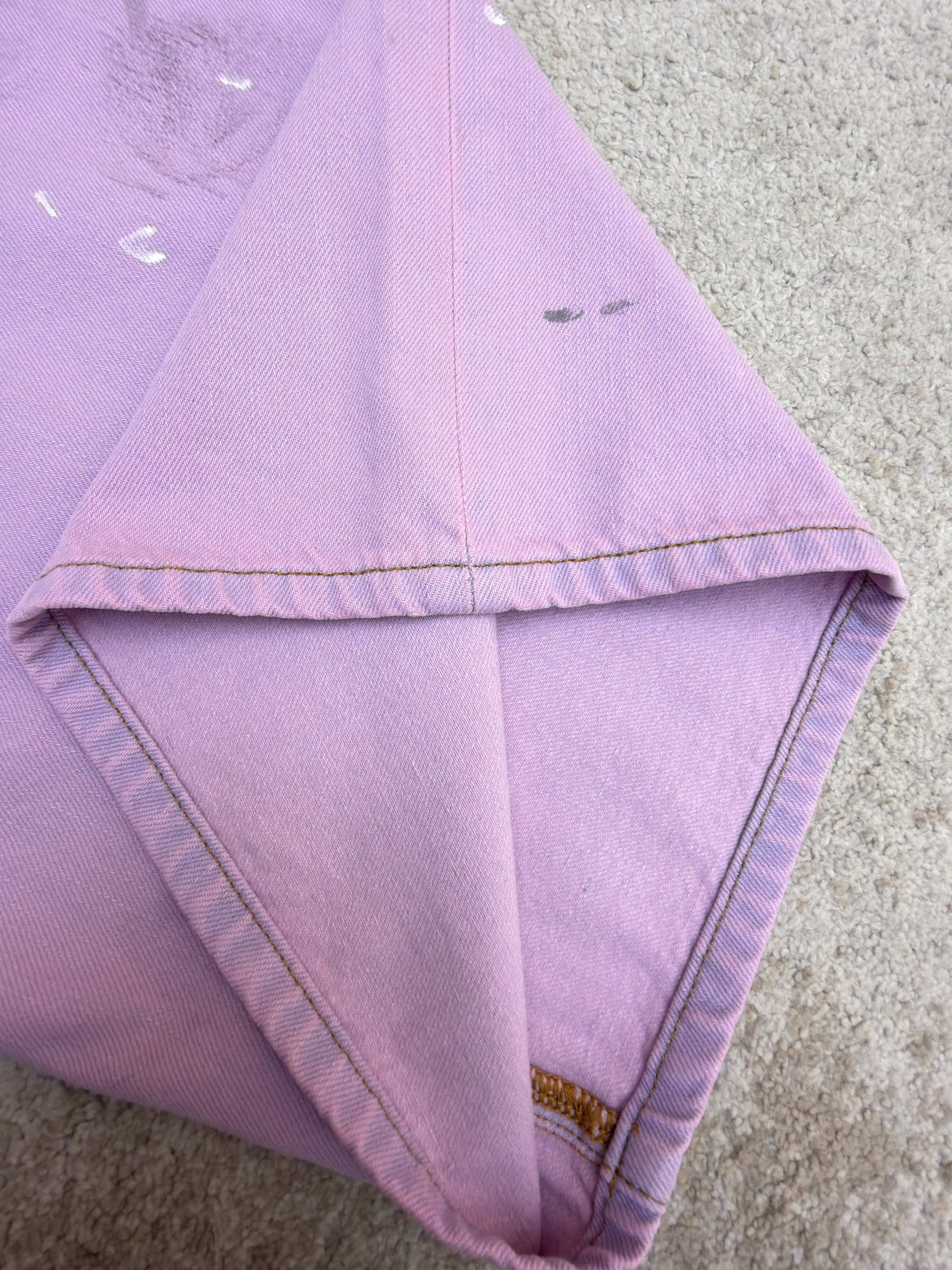 Acne Studios 水洗泼墨牛仔短裤 牛仔裤 裤子 七分裤 粉色 B0 