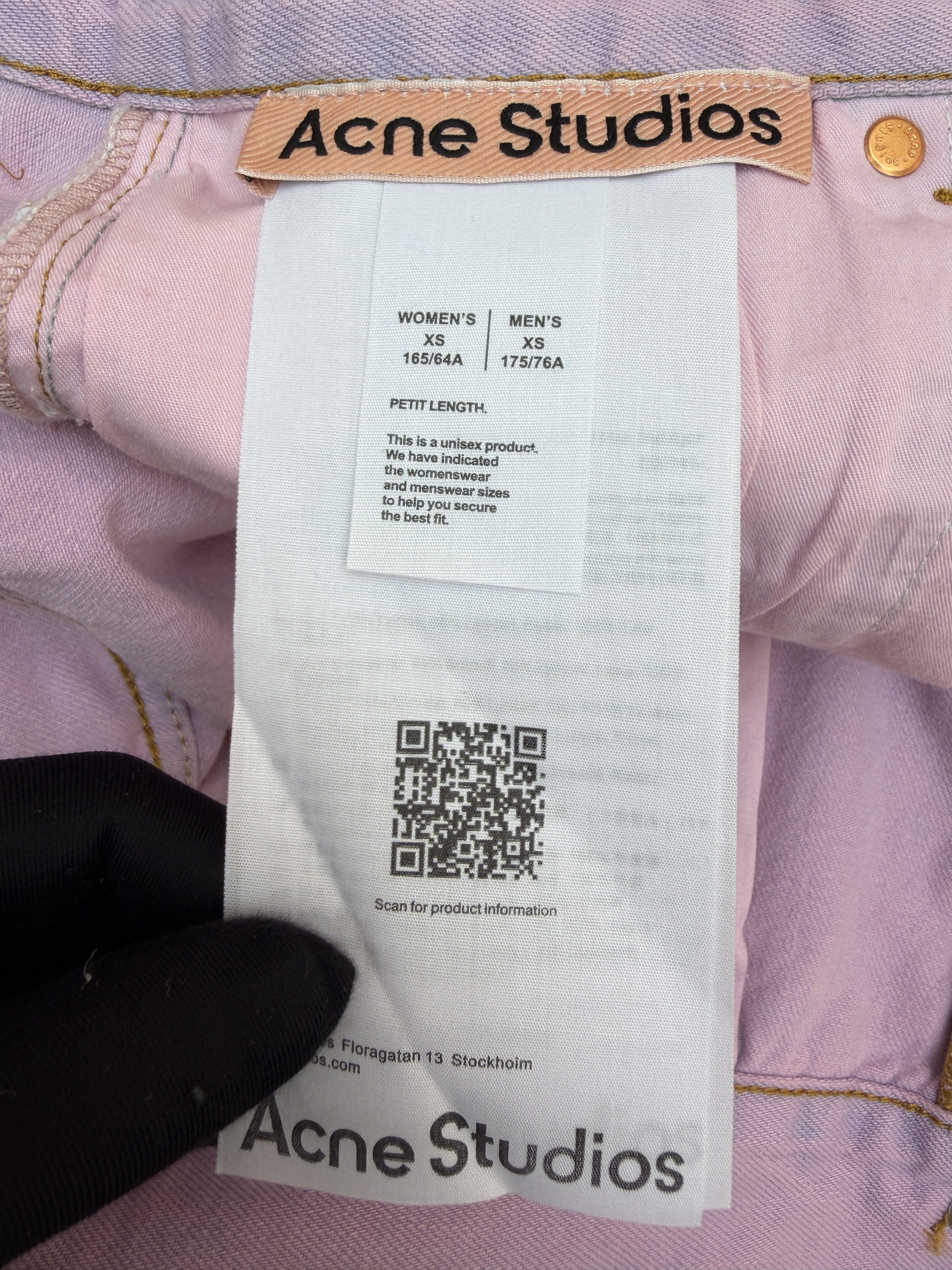 Acne Studios 水洗泼墨牛仔短裤 牛仔裤 裤子 七分裤 粉色 B0 