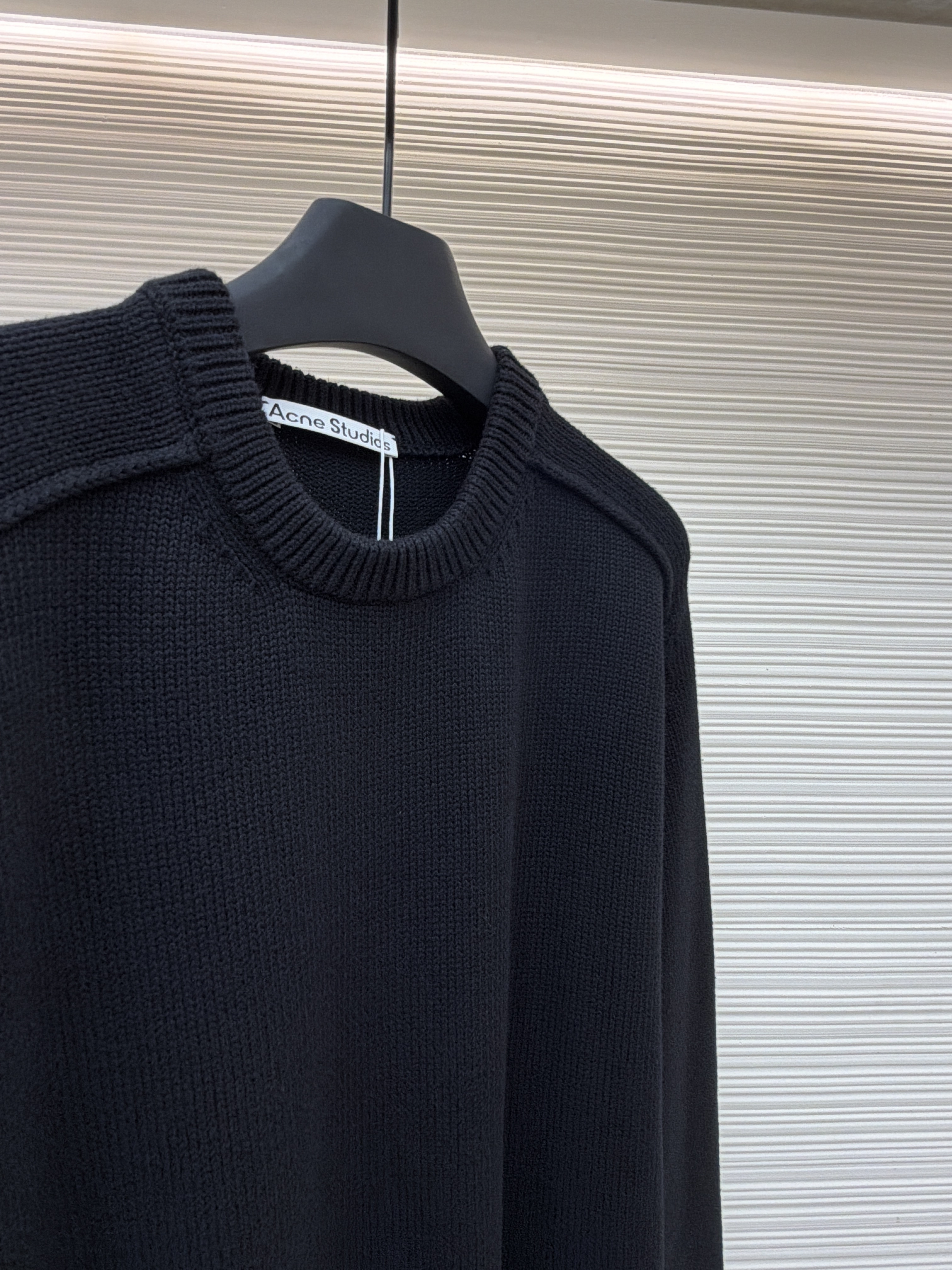Acne Studios 后背徽标印花圆领毛衣 针织衫 外套 长袖 秋冬 黑色 B0