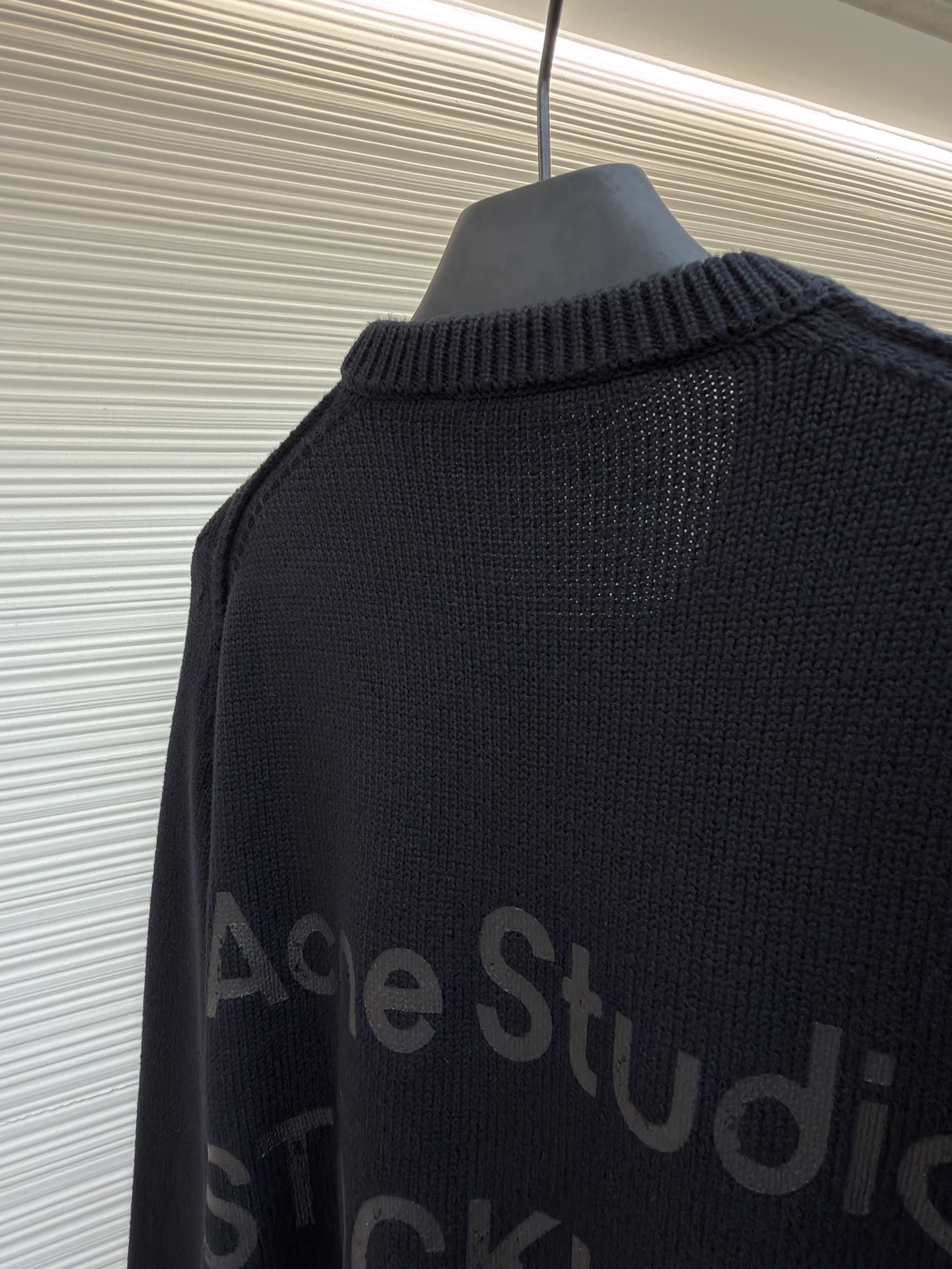Acne Studios 后背徽标印花圆领毛衣 针织衫 外套 长袖 秋冬 黑色 B0