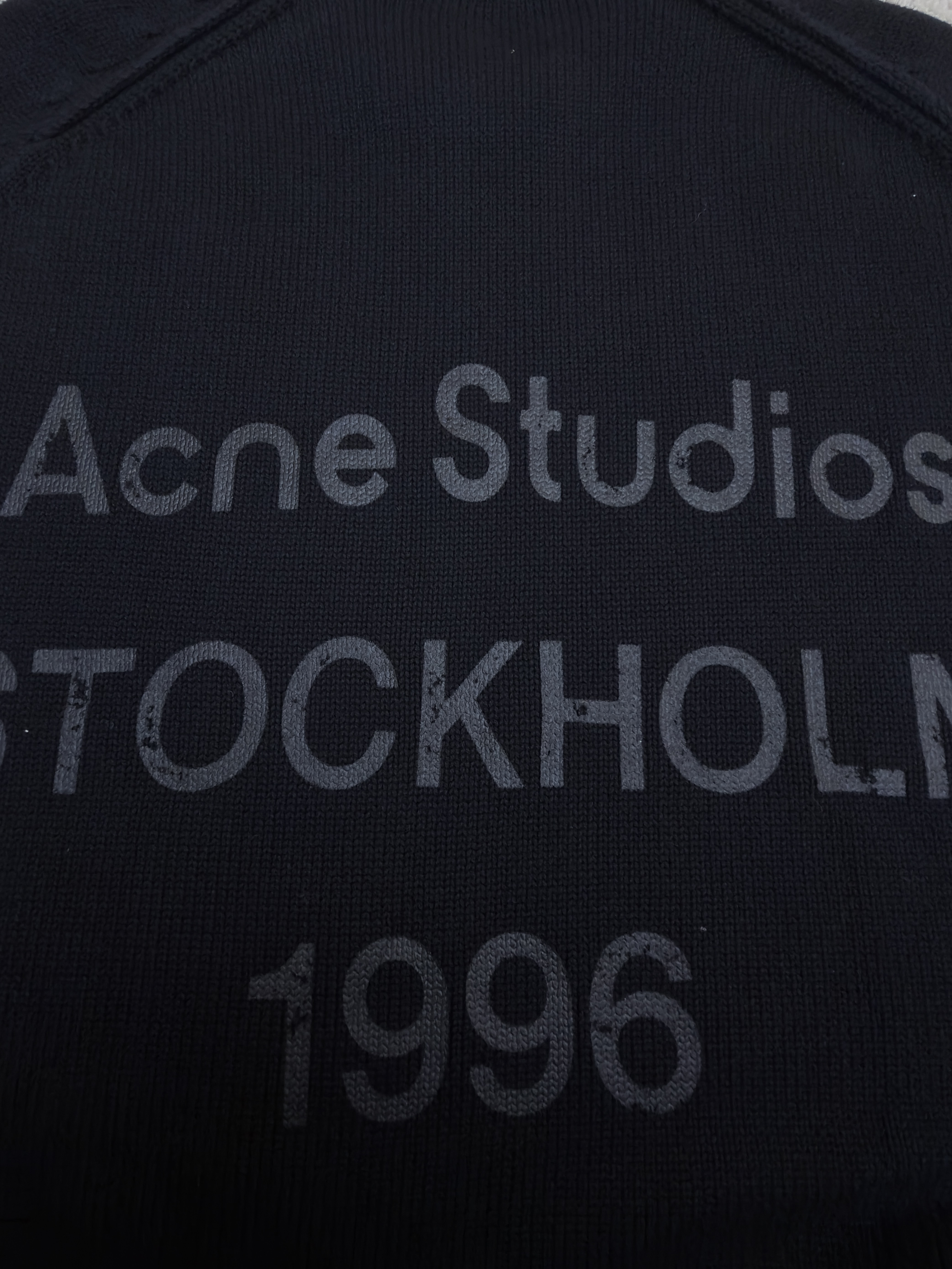Acne Studios 后背徽标印花圆领毛衣 针织衫 外套 长袖 秋冬 黑色 B0
