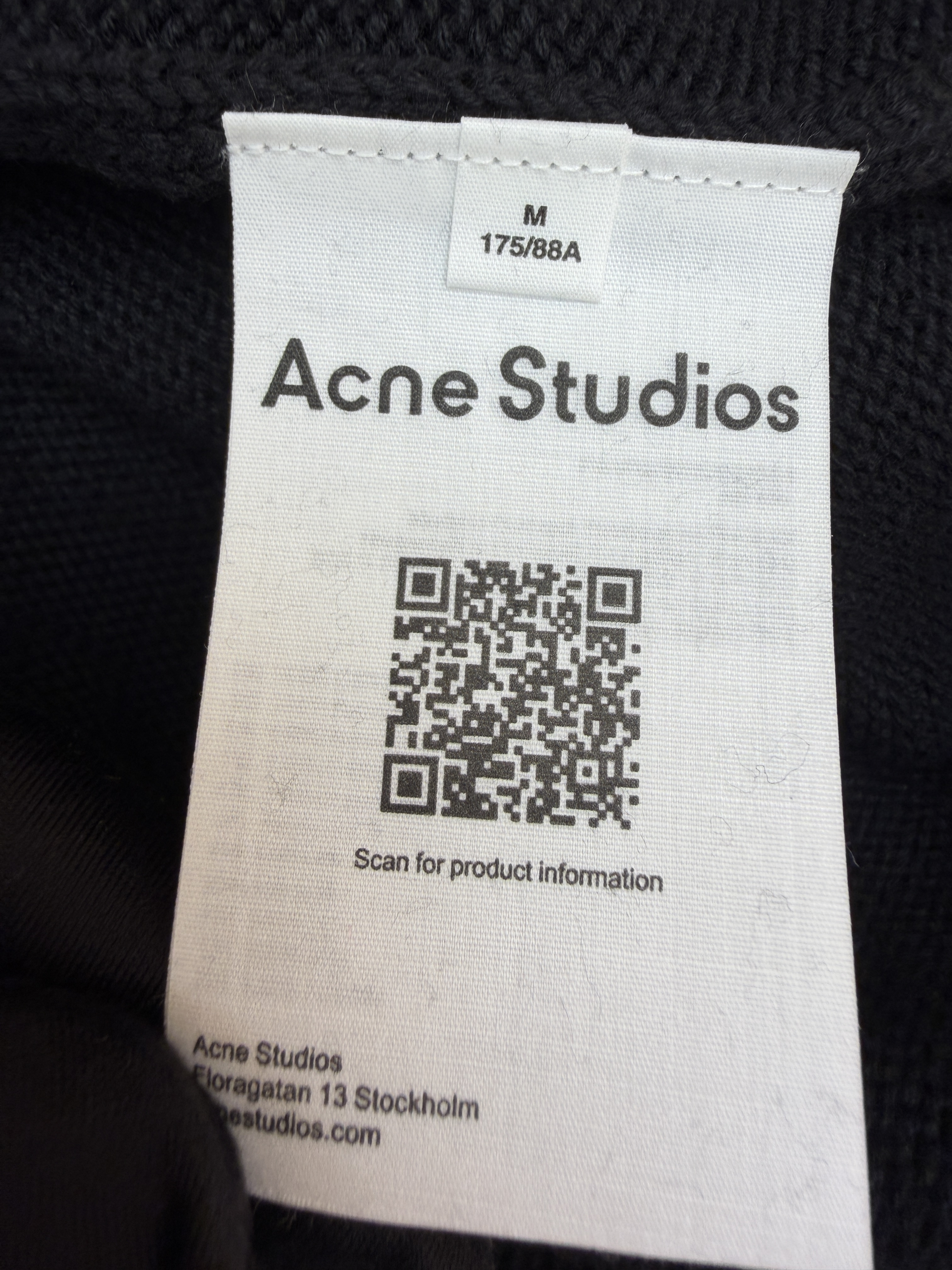 Acne Studios 后背徽标印花圆领毛衣 针织衫 外套 长袖 秋冬 黑色 B0