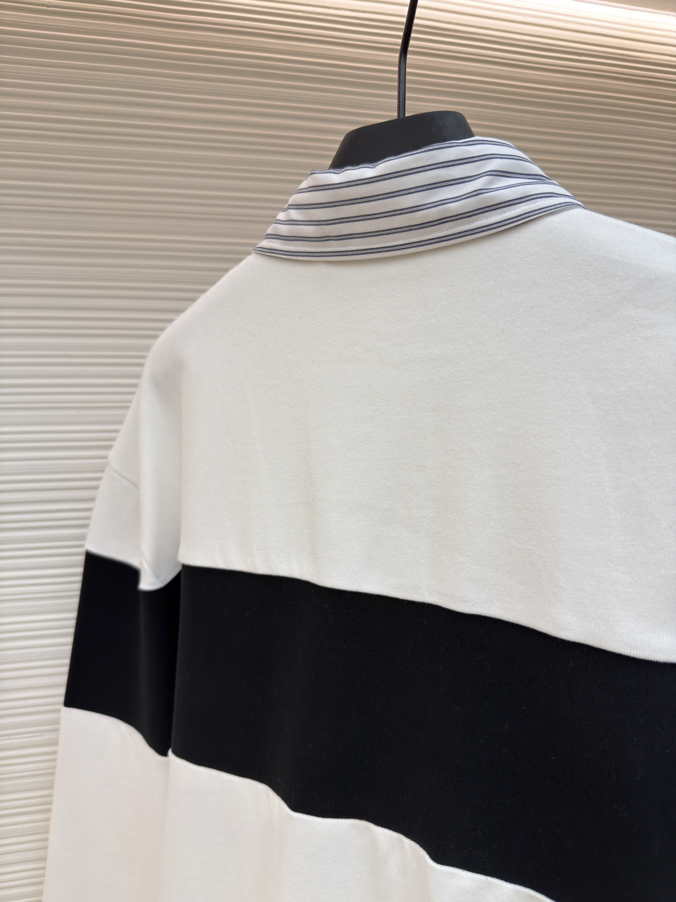 Acne Studios 拼色刺绣条纹领Polo衫 长袖 T恤 白色 A5