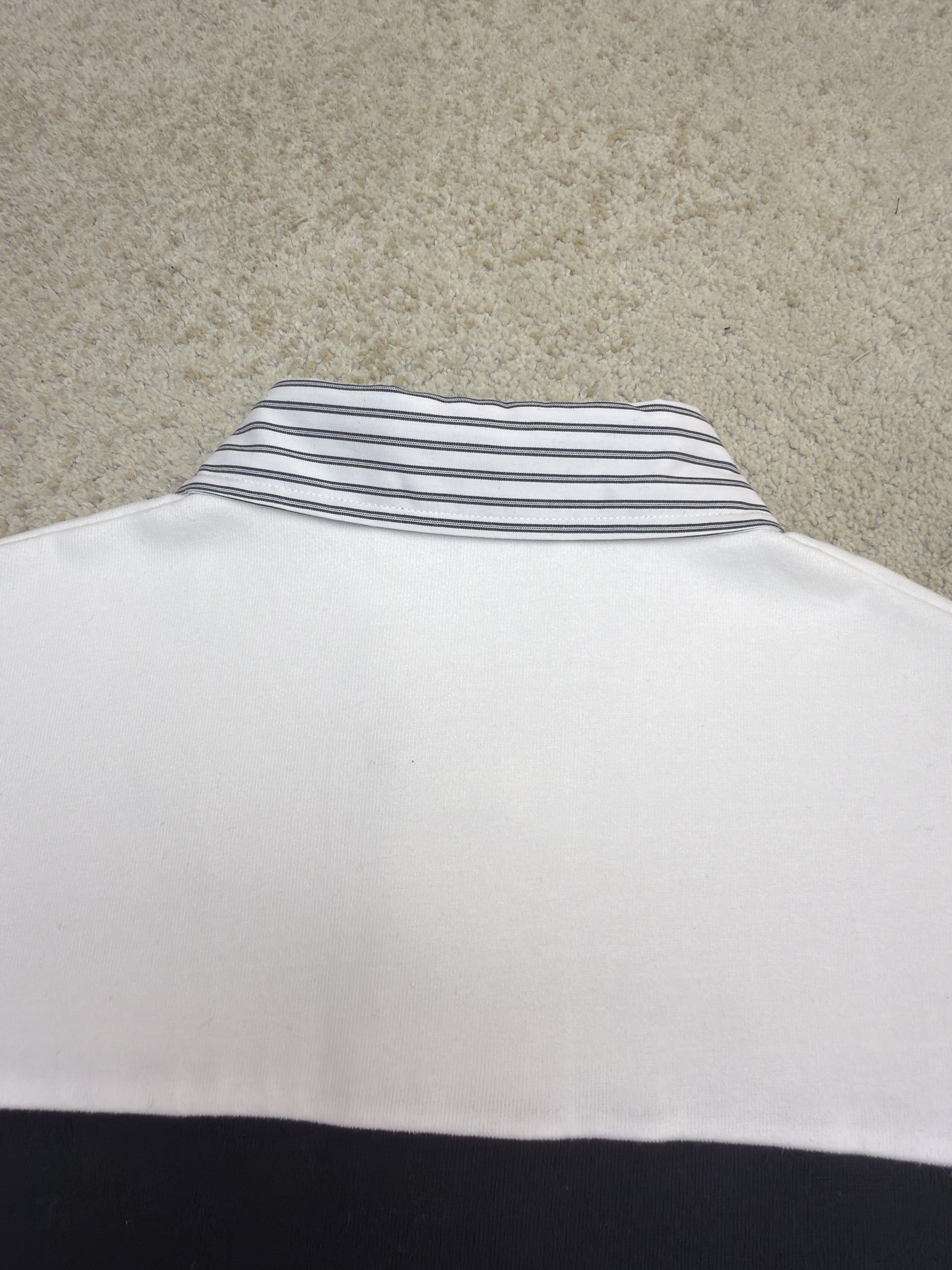 Acne Studios 拼色刺绣条纹领Polo衫 长袖 T恤 白色 A5