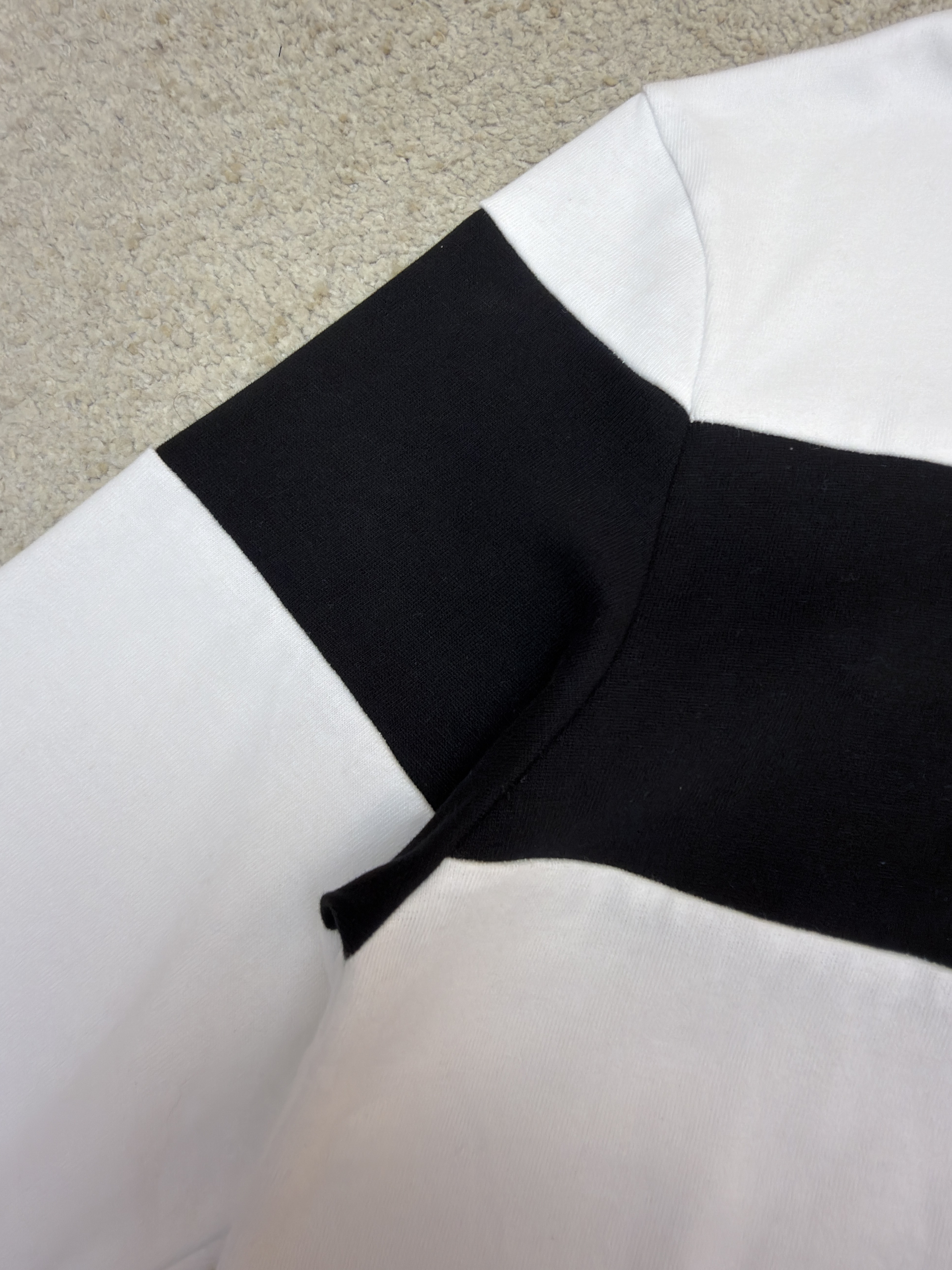 Acne Studios 拼色刺绣条纹领Polo衫 长袖 T恤 白色 A5