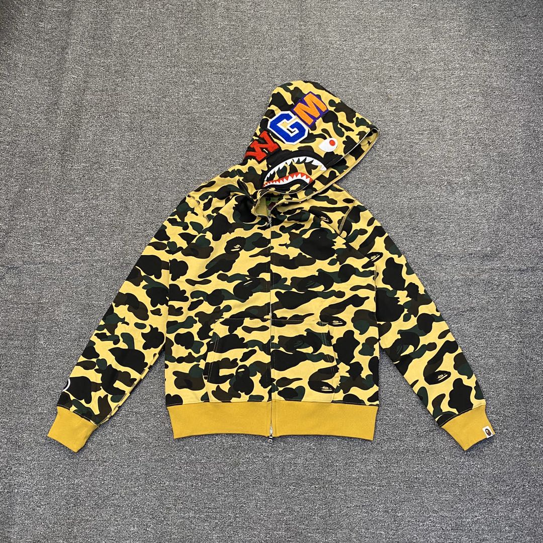 A BATHING APE BAPE CAMO SHARK FULL 长青款 猿人 迷彩 拉链外套 男女同款 