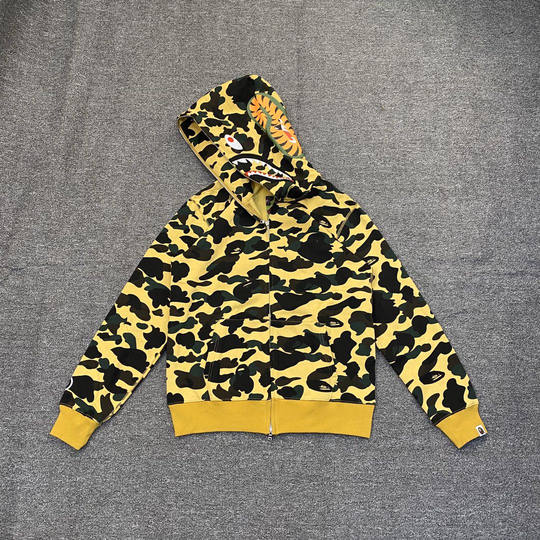 A BATHING APE BAPE CAMO SHARK FULL 长青款 猿人 迷彩 拉链外套 男女同款 