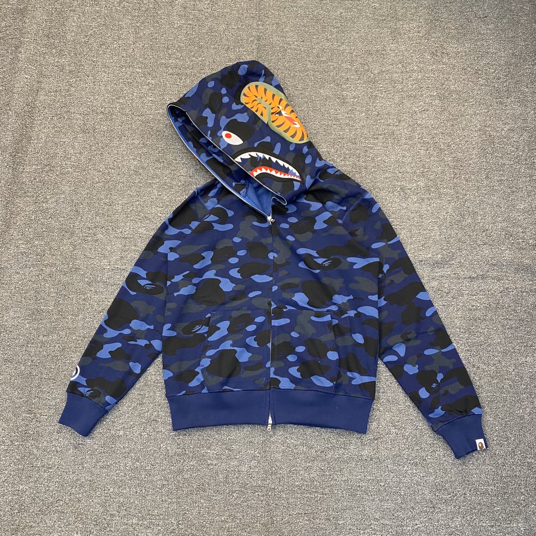 A BATHING APE BAPE CAMO SHARK FULL 长青款 猿人 迷彩 拉链外套 男女同款 