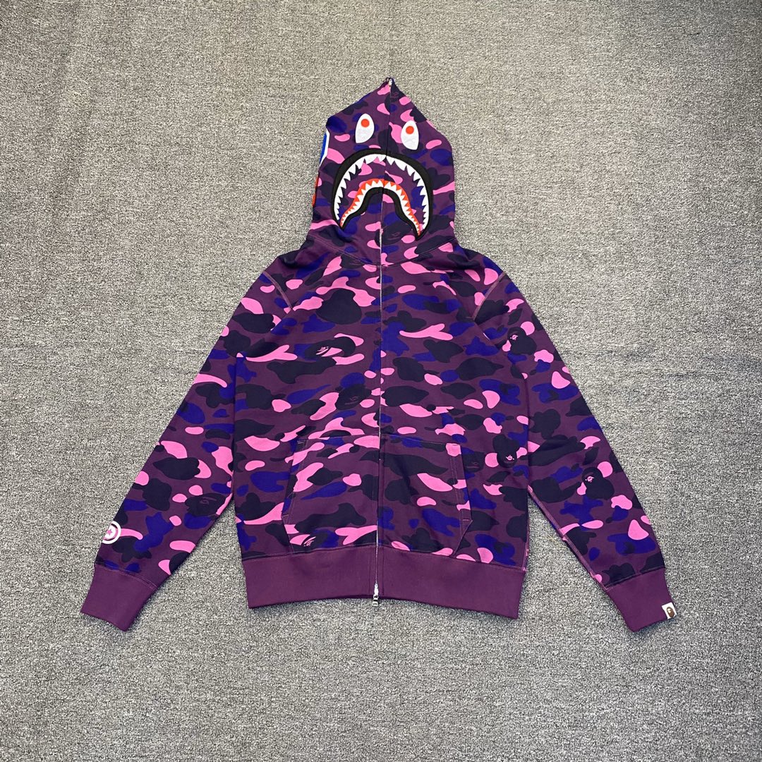 A BATHING APE BAPE CAMO SHARK FULL 长青款 猿人 迷彩 拉链外套 男女同款 