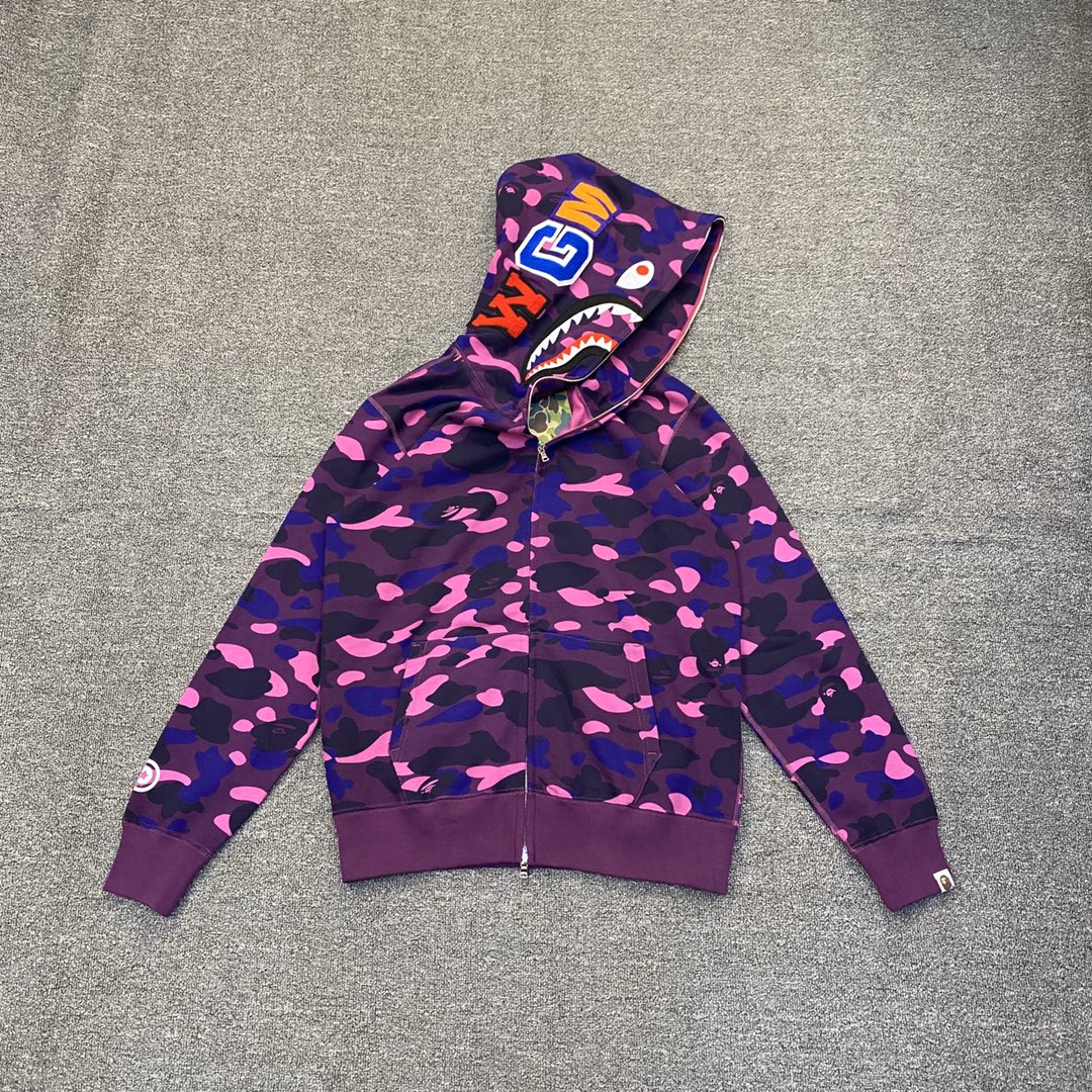 A BATHING APE BAPE CAMO SHARK FULL 长青款 猿人 迷彩 拉链外套 男女同款 