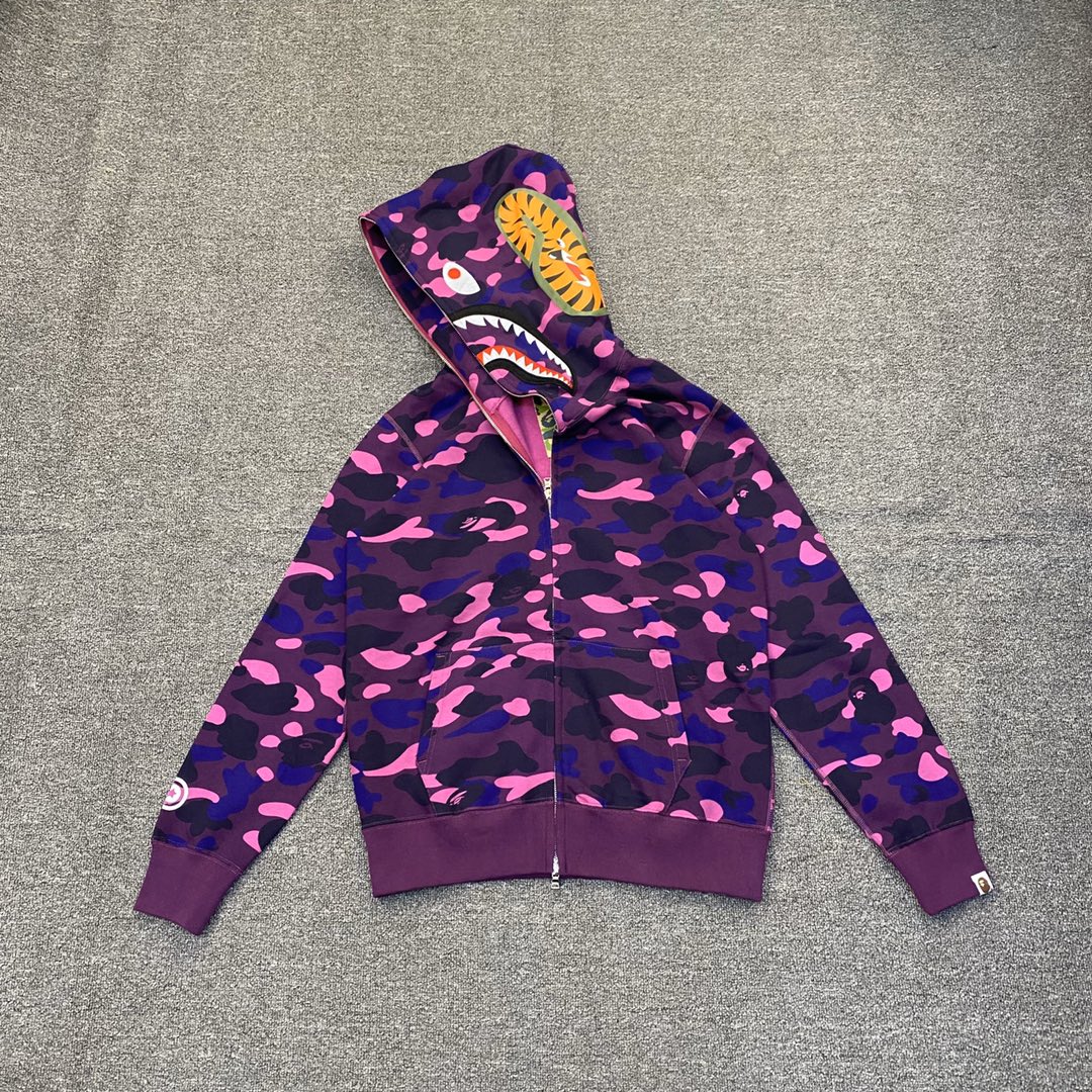 A BATHING APE BAPE CAMO SHARK FULL 长青款 猿人 迷彩 拉链外套 男女同款 