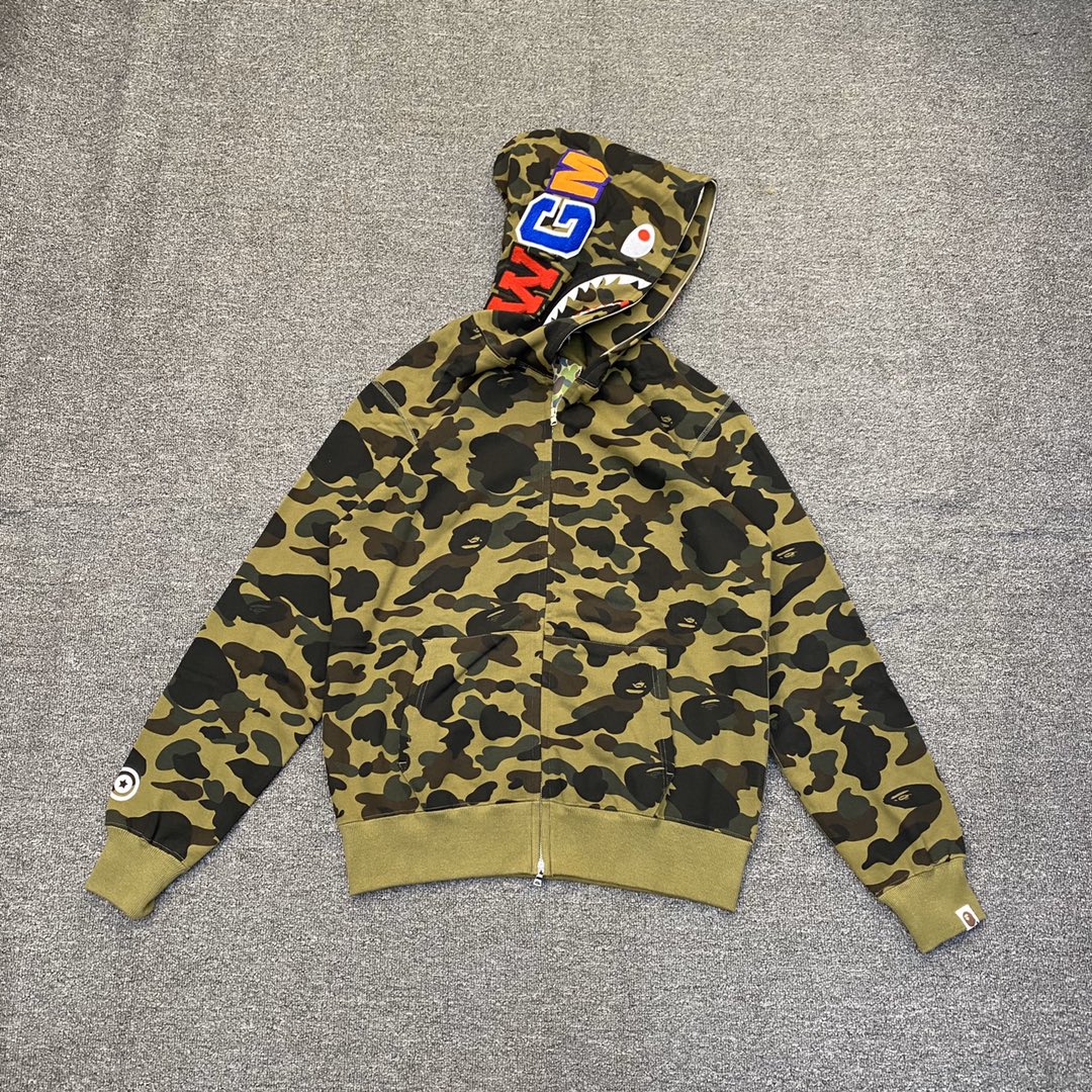 A BATHING APE BAPE CAMO SHARK FULL 长青款 猿人 迷彩 拉链外套 男女同款 