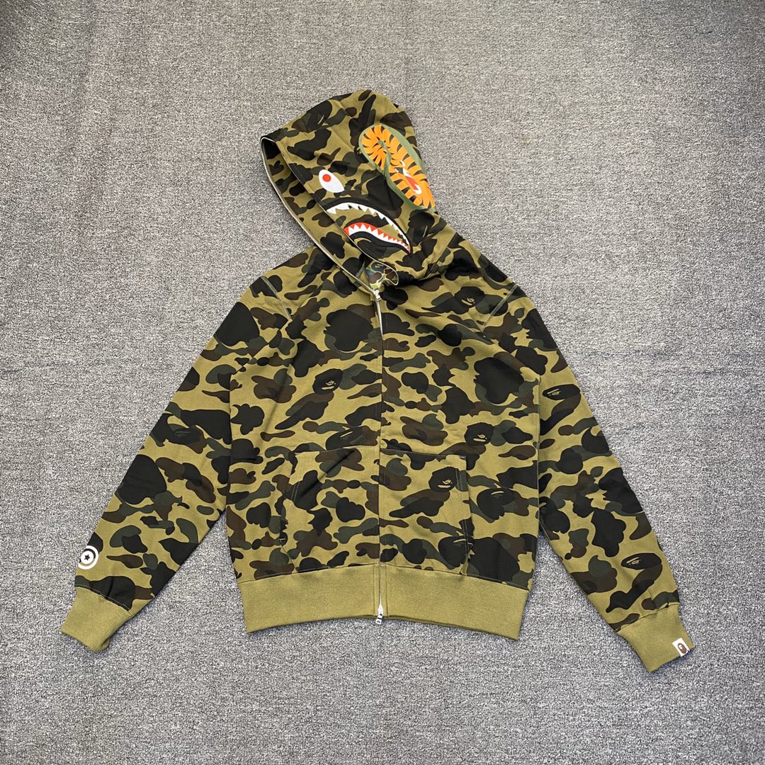A BATHING APE BAPE CAMO SHARK FULL 长青款 猿人 迷彩 拉链外套 男女同款 
