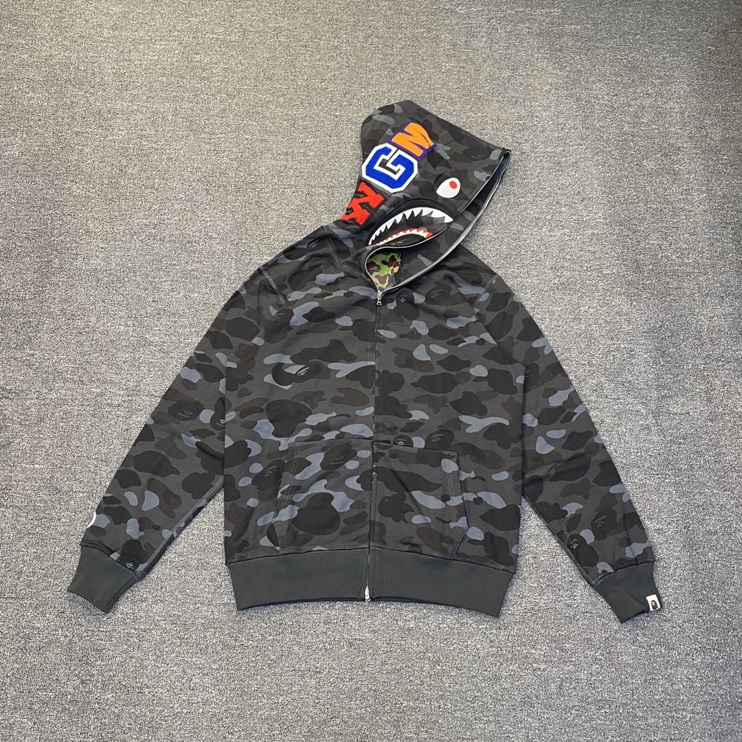 A BATHING APE BAPE CAMO SHARK FULL 长青款 猿人 迷彩 拉链外套 男女同款 