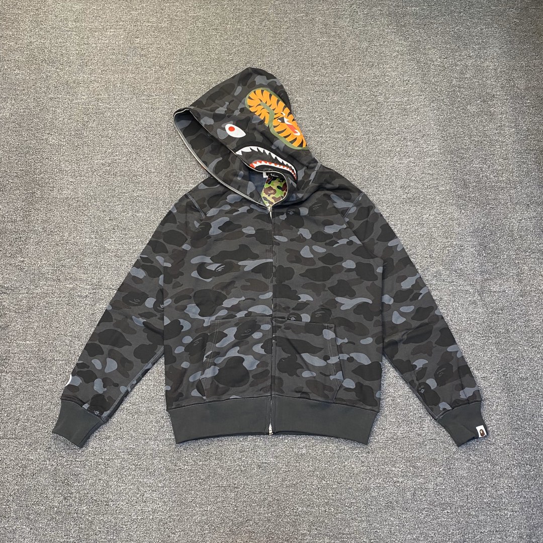 A BATHING APE BAPE CAMO SHARK FULL 长青款 猿人 迷彩 拉链外套 男女同款 