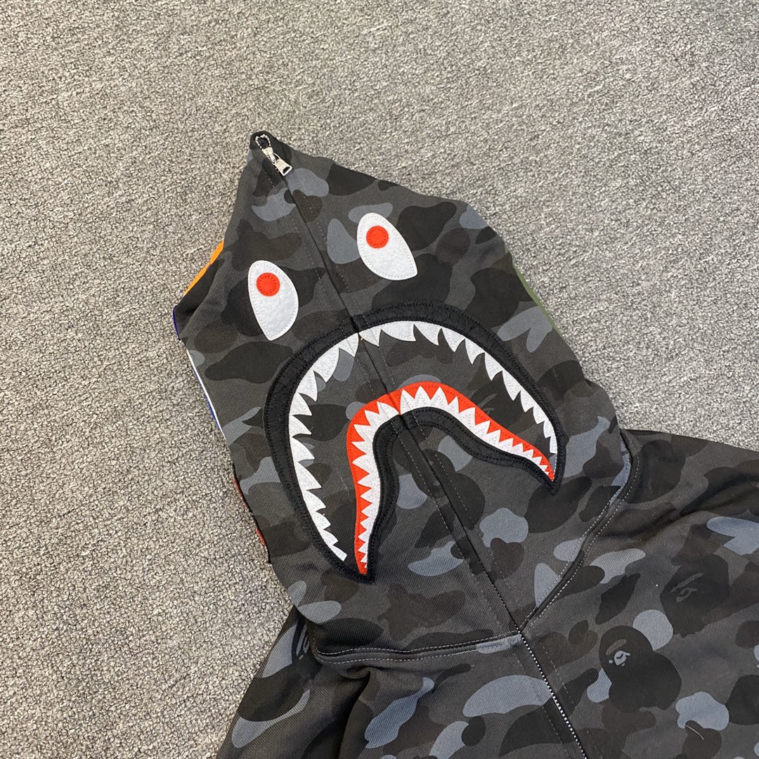A BATHING APE BAPE CAMO SHARK FULL 长青款 猿人 迷彩 拉链外套 男女同款 