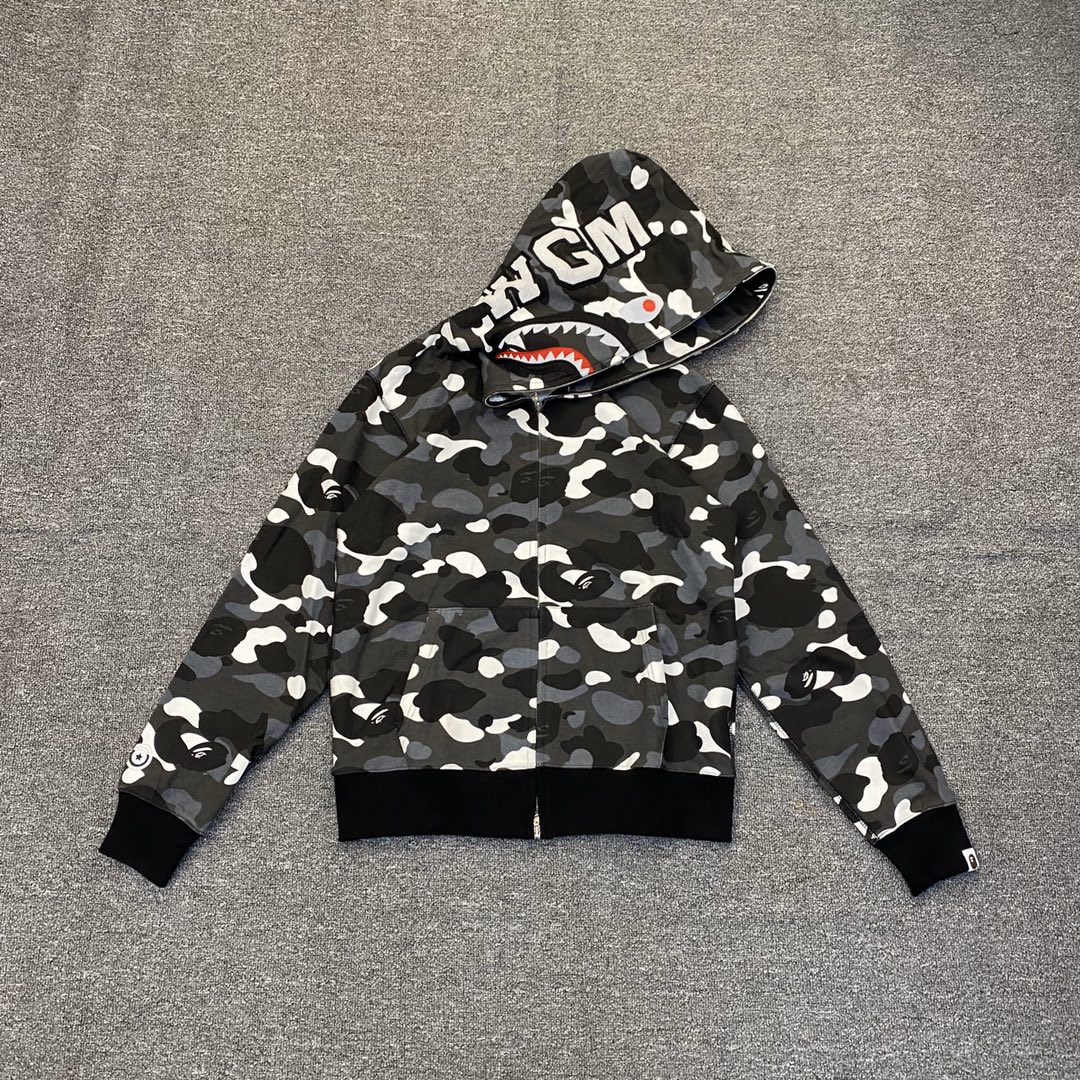 夜光 A BATHING APE BAPE   猿人鲨鱼 迷彩 拉链外套 男女同款 