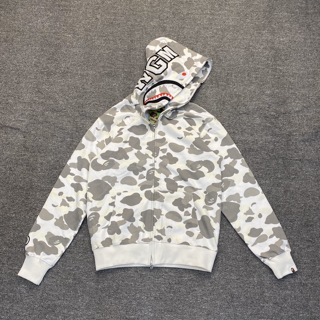 夜光 A BATHING APE BAPE   猿人鲨鱼 迷彩 拉链外套 男女同款 